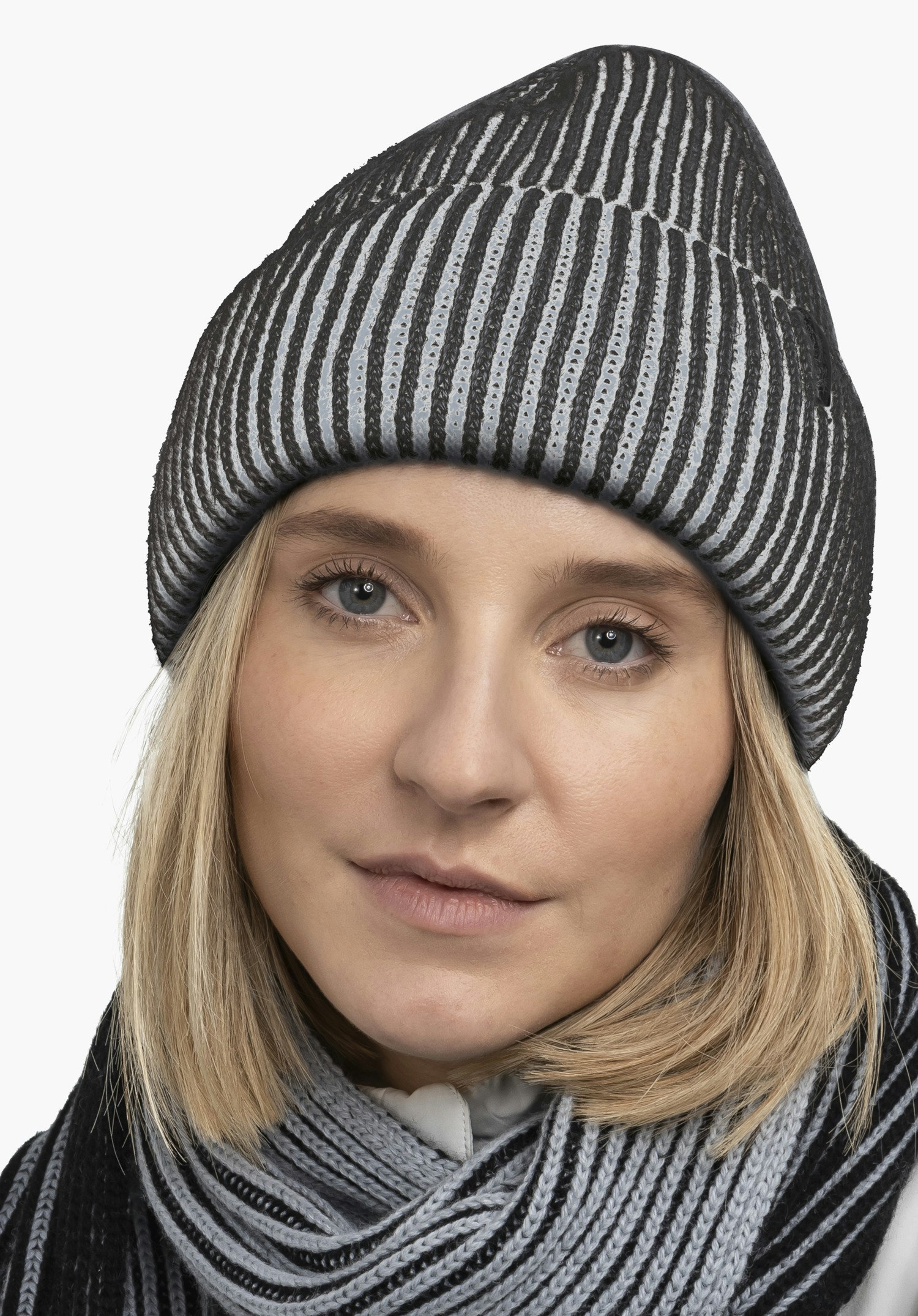 Rib knit hat in 2 tone look