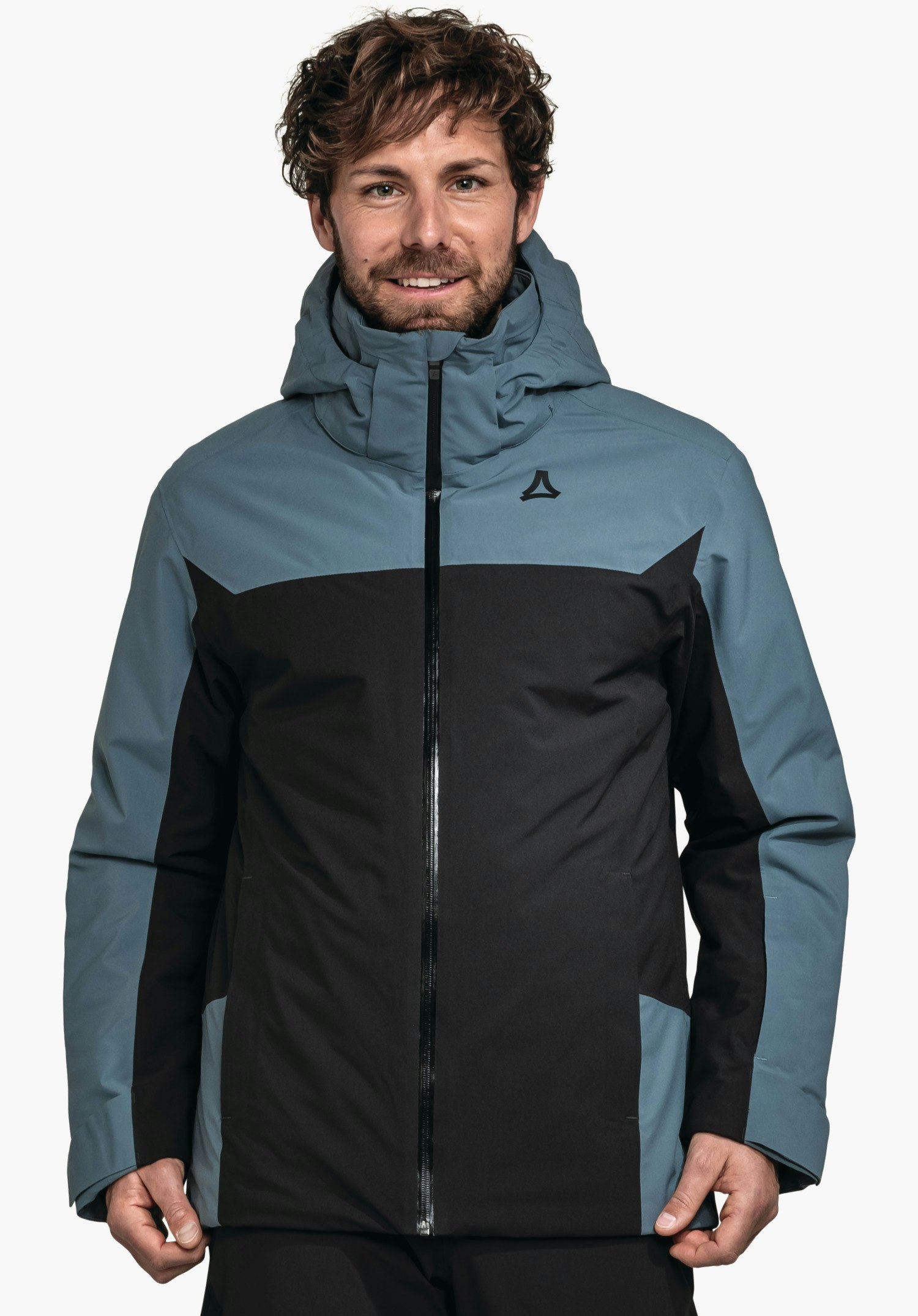 Sporty color block ski jacket