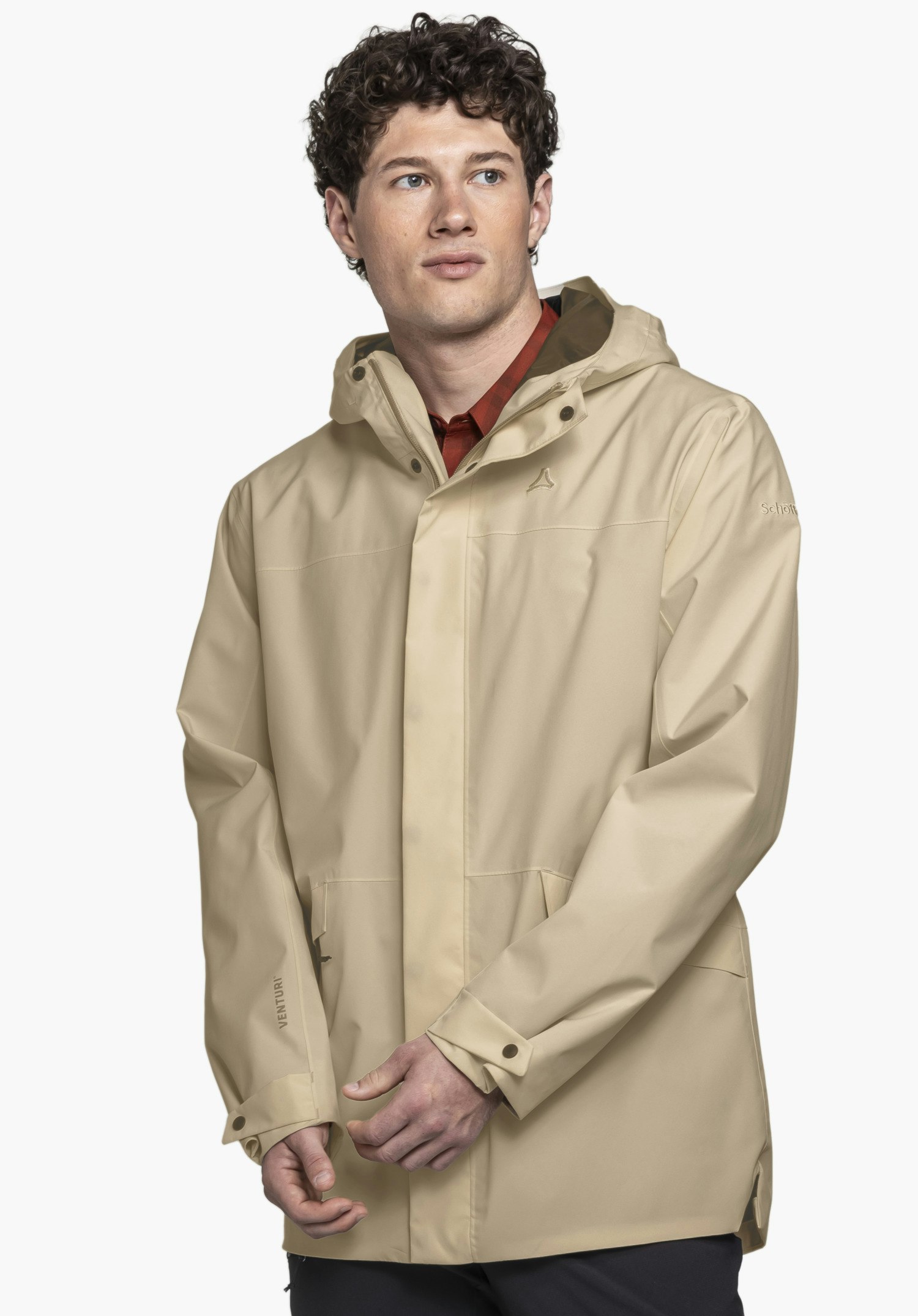 Recyclable rain jacket with stretch