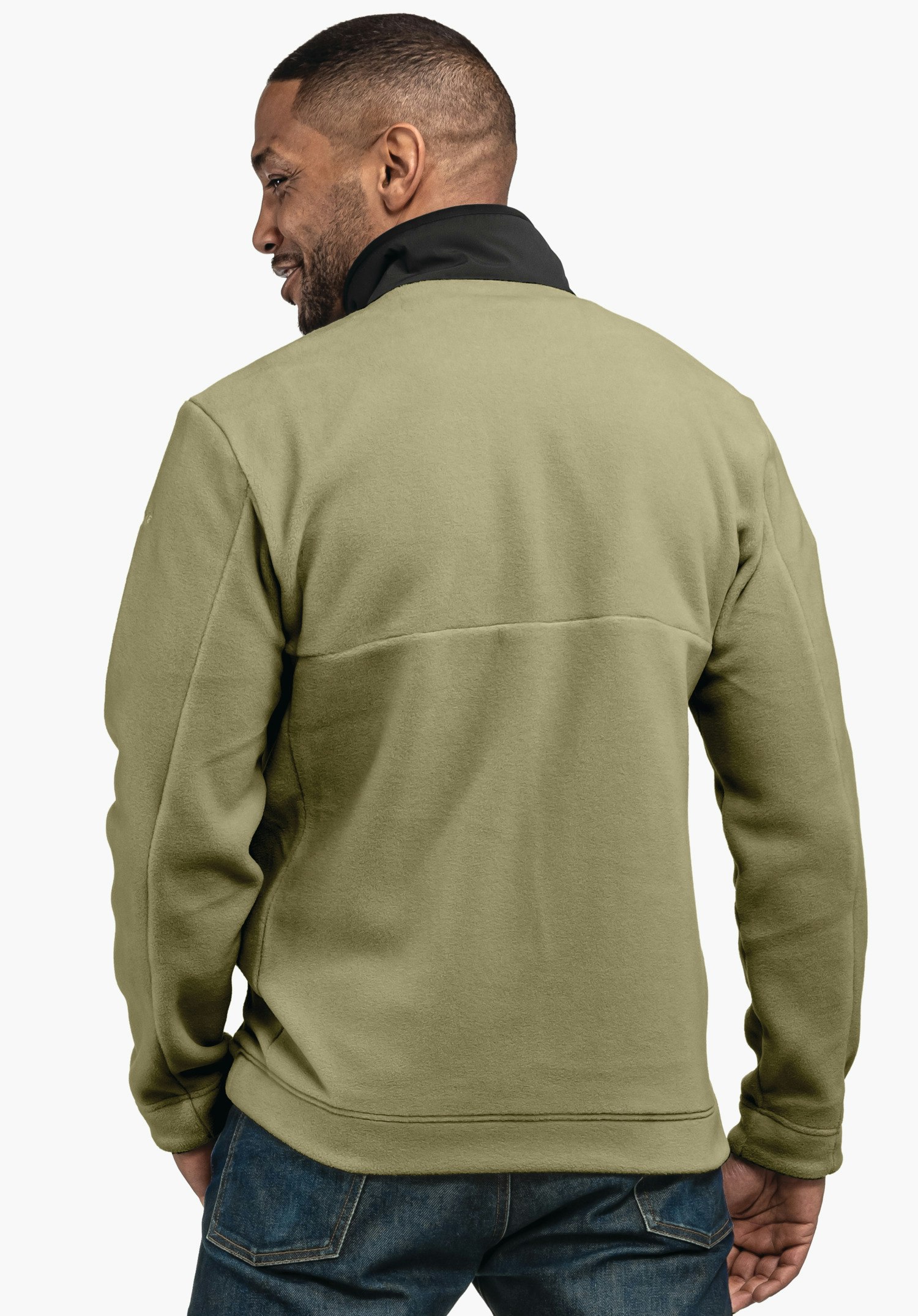 Fleece jacket with material mix & decorative quilting