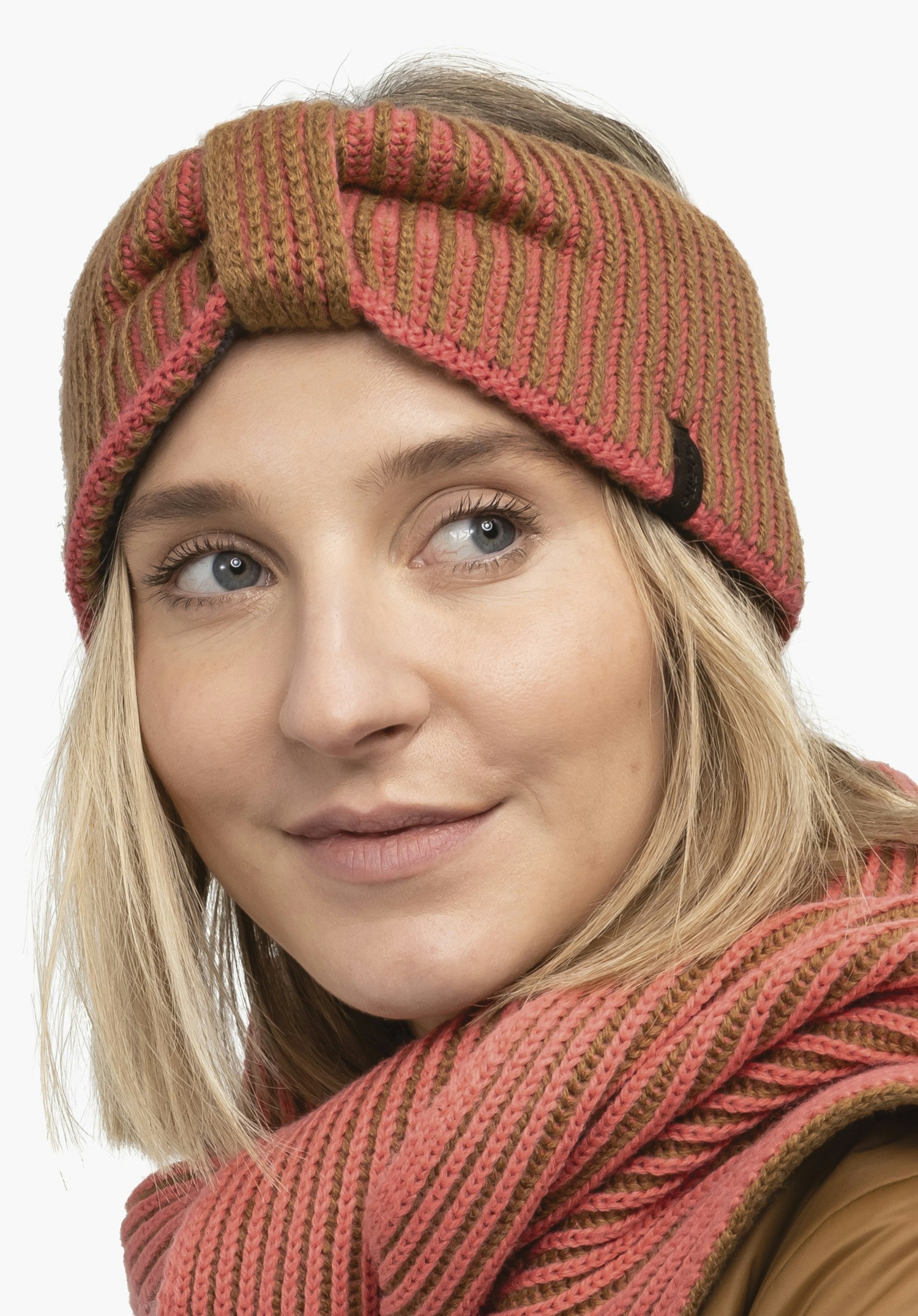 Rib-knit headband in 2-tone look