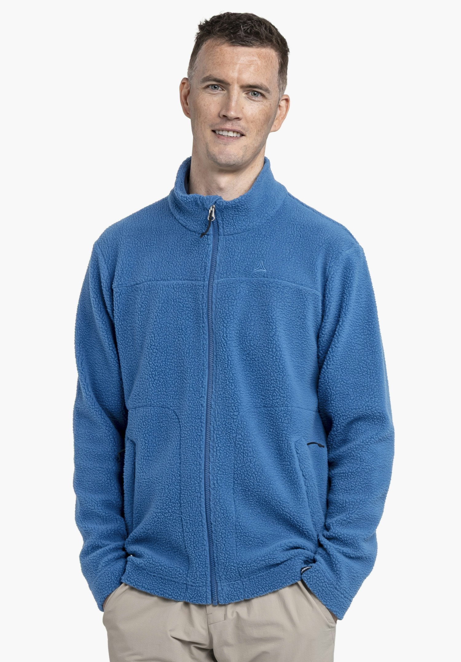 Warm Sherpa fleece jacket with stand-up collar