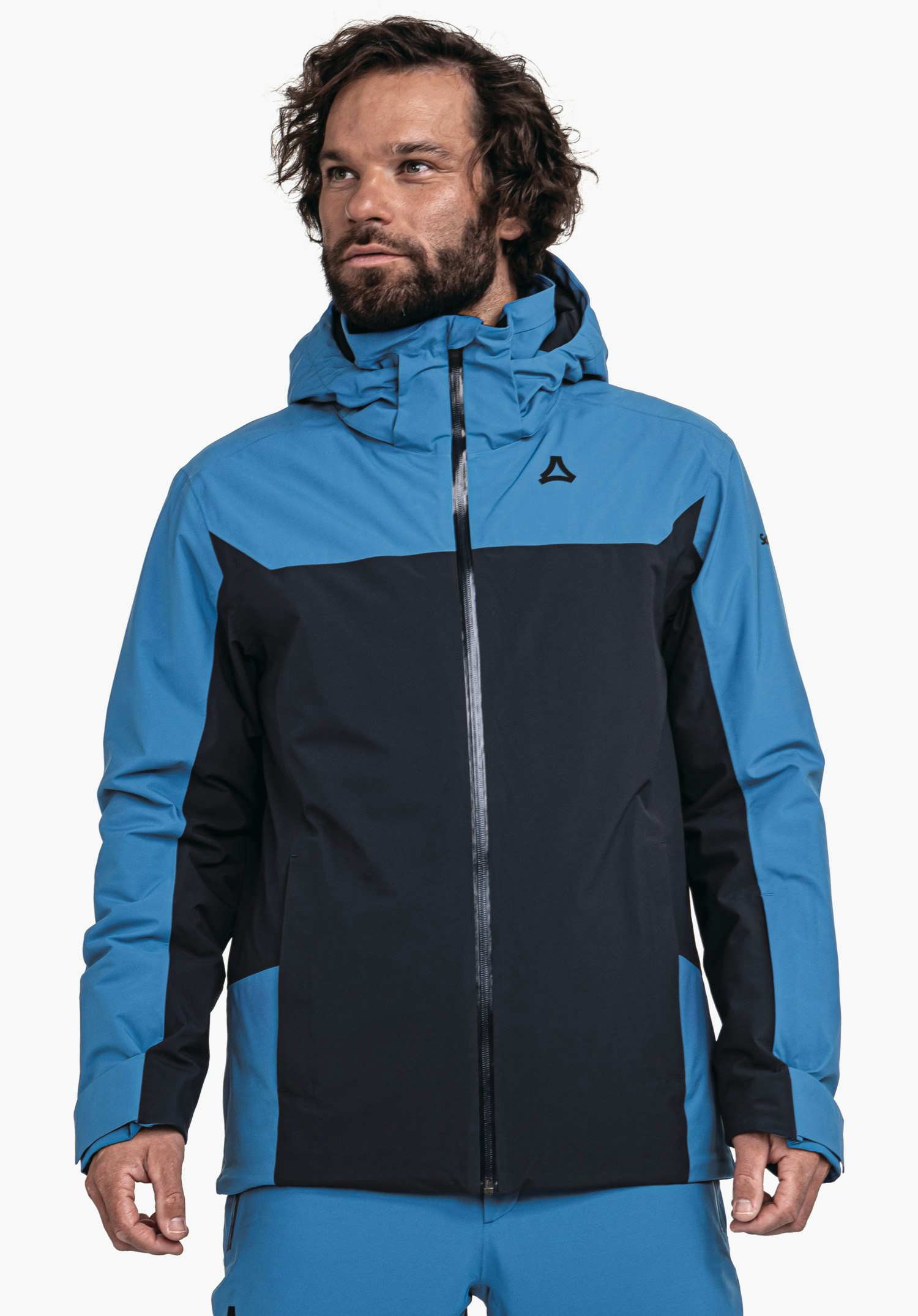 Sporty color block ski jacket