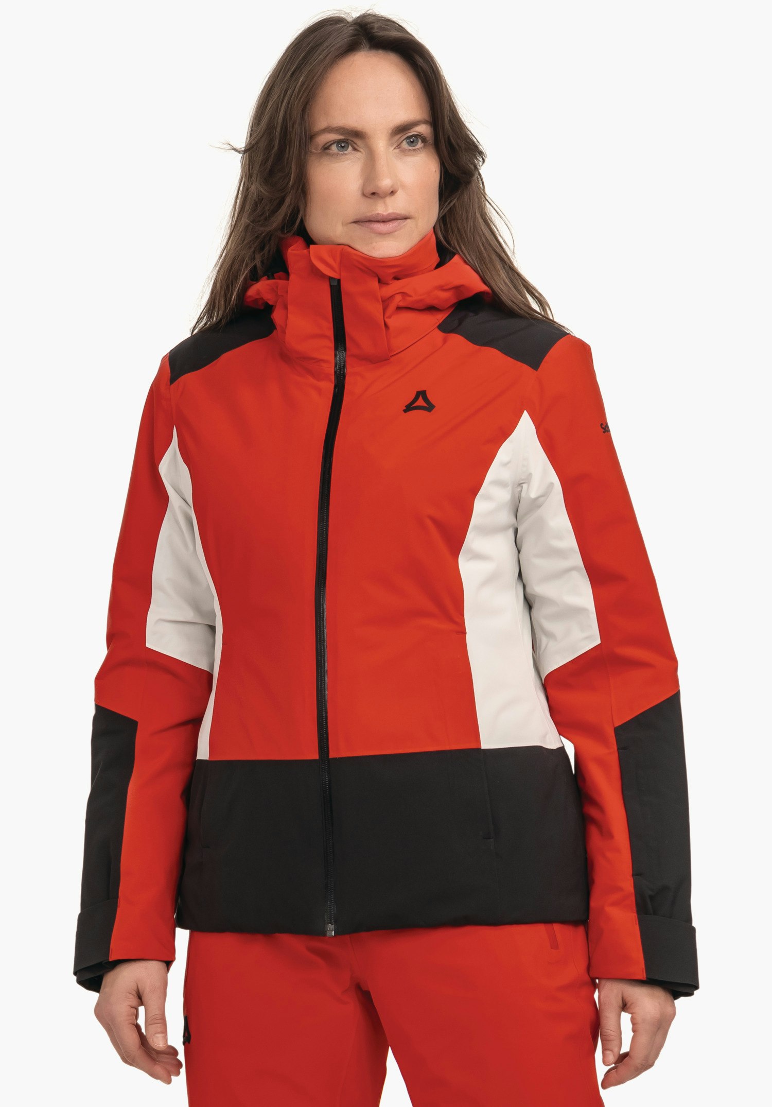 Sporty color block ski jacket