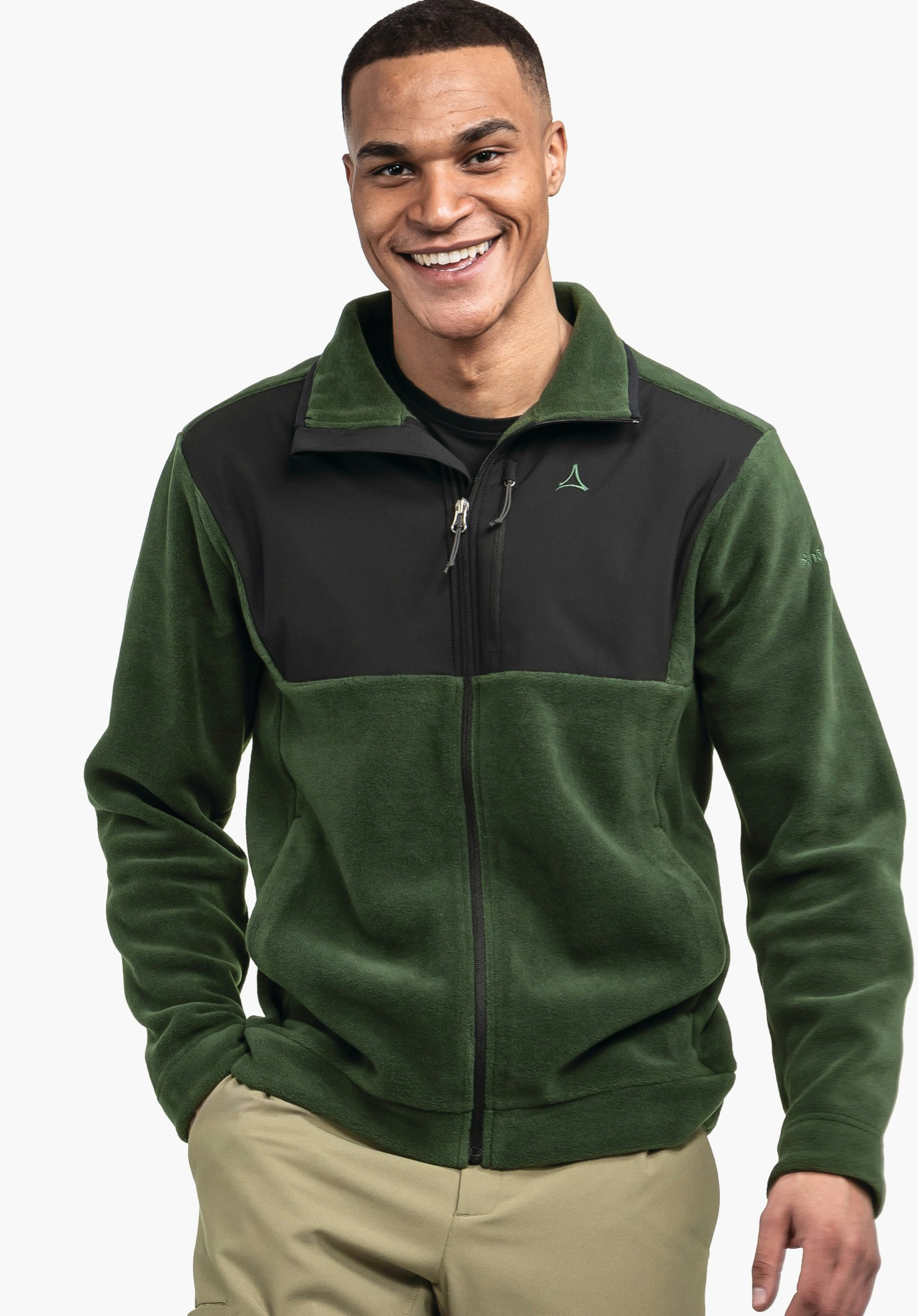 Fleece jacket with material mix & decorative quilting