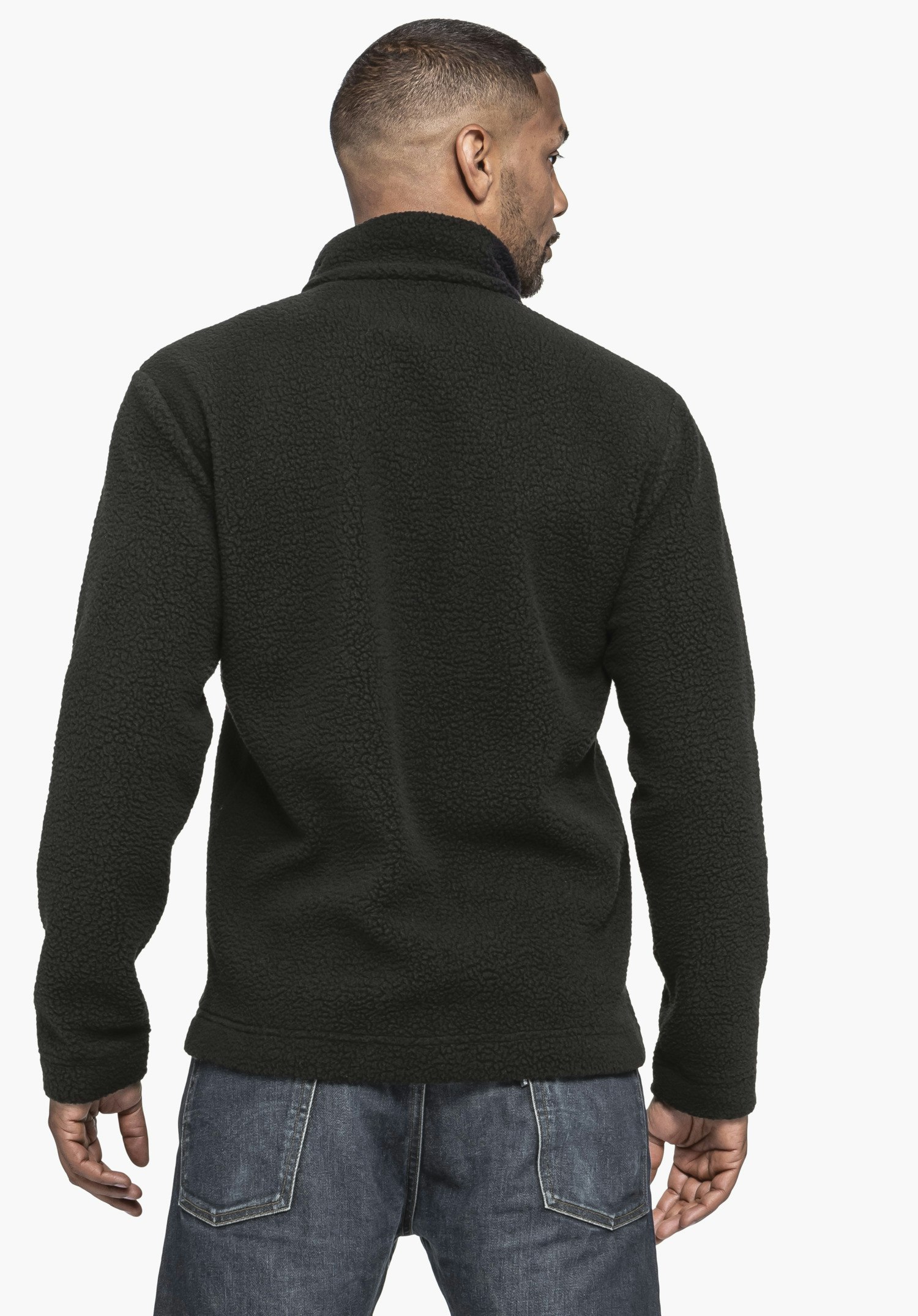 Warm Sherpa fleece jacket with stand-up collar