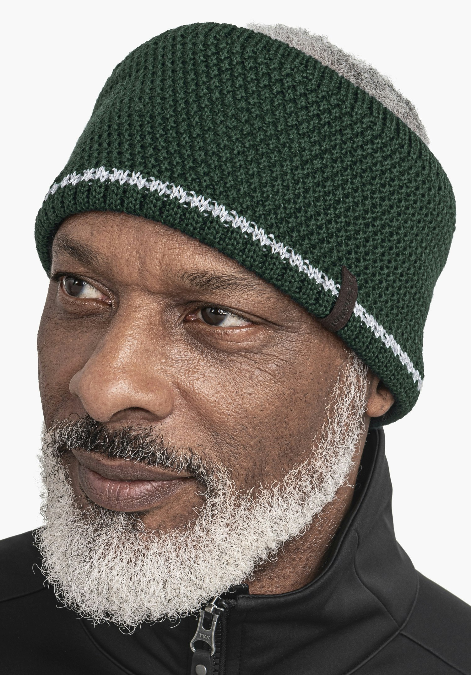 Warming knitted headband for hikes