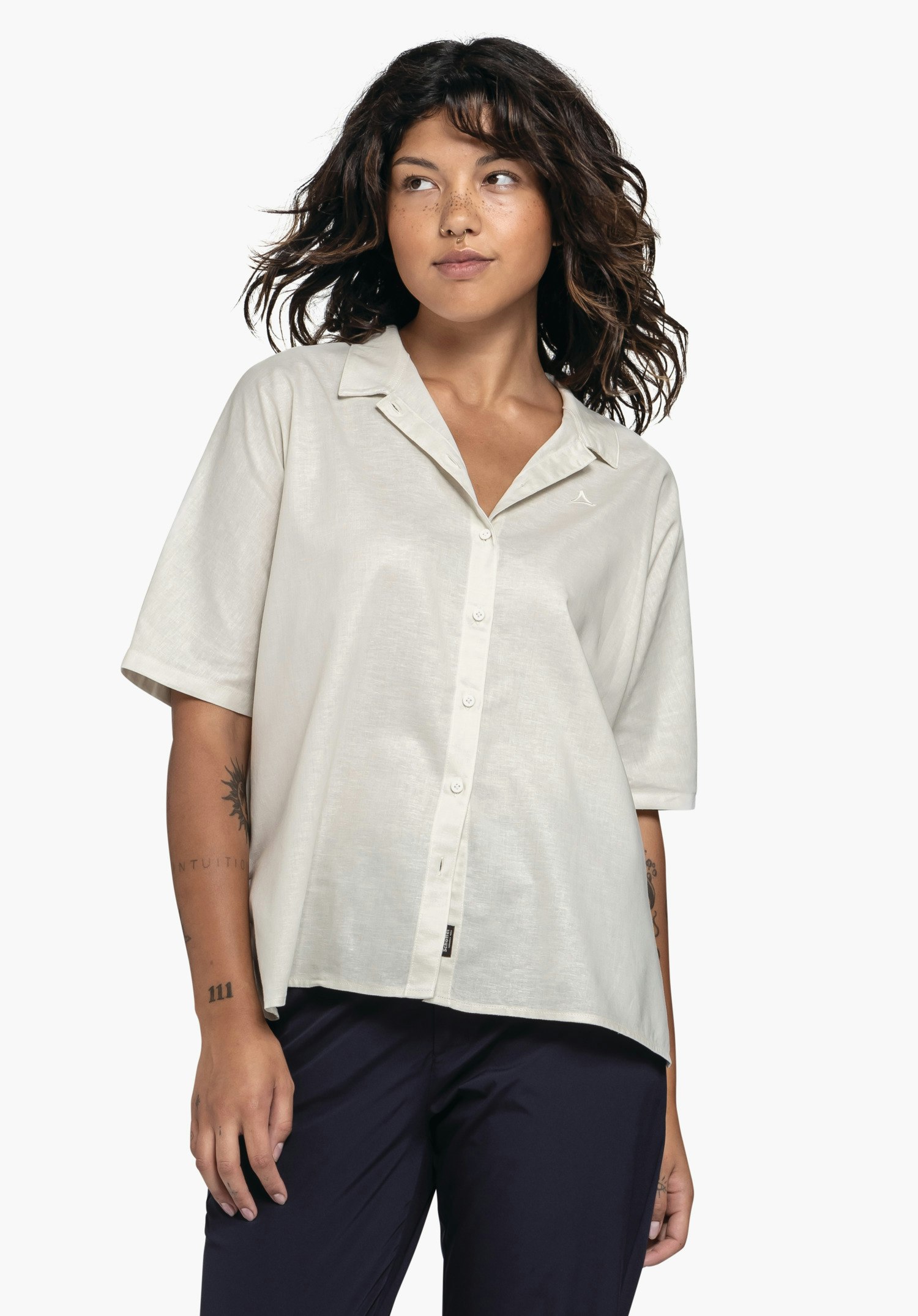 Summery oversized short-sleeved blouse