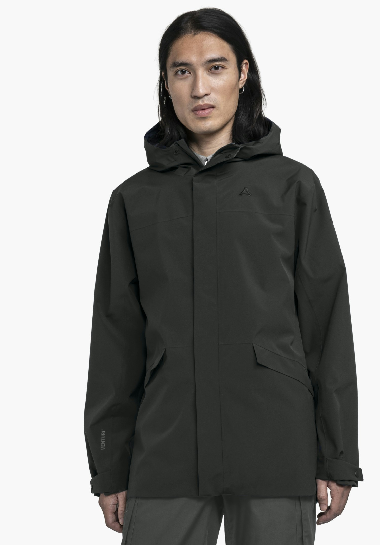 Recyclable rain jacket with stretch
