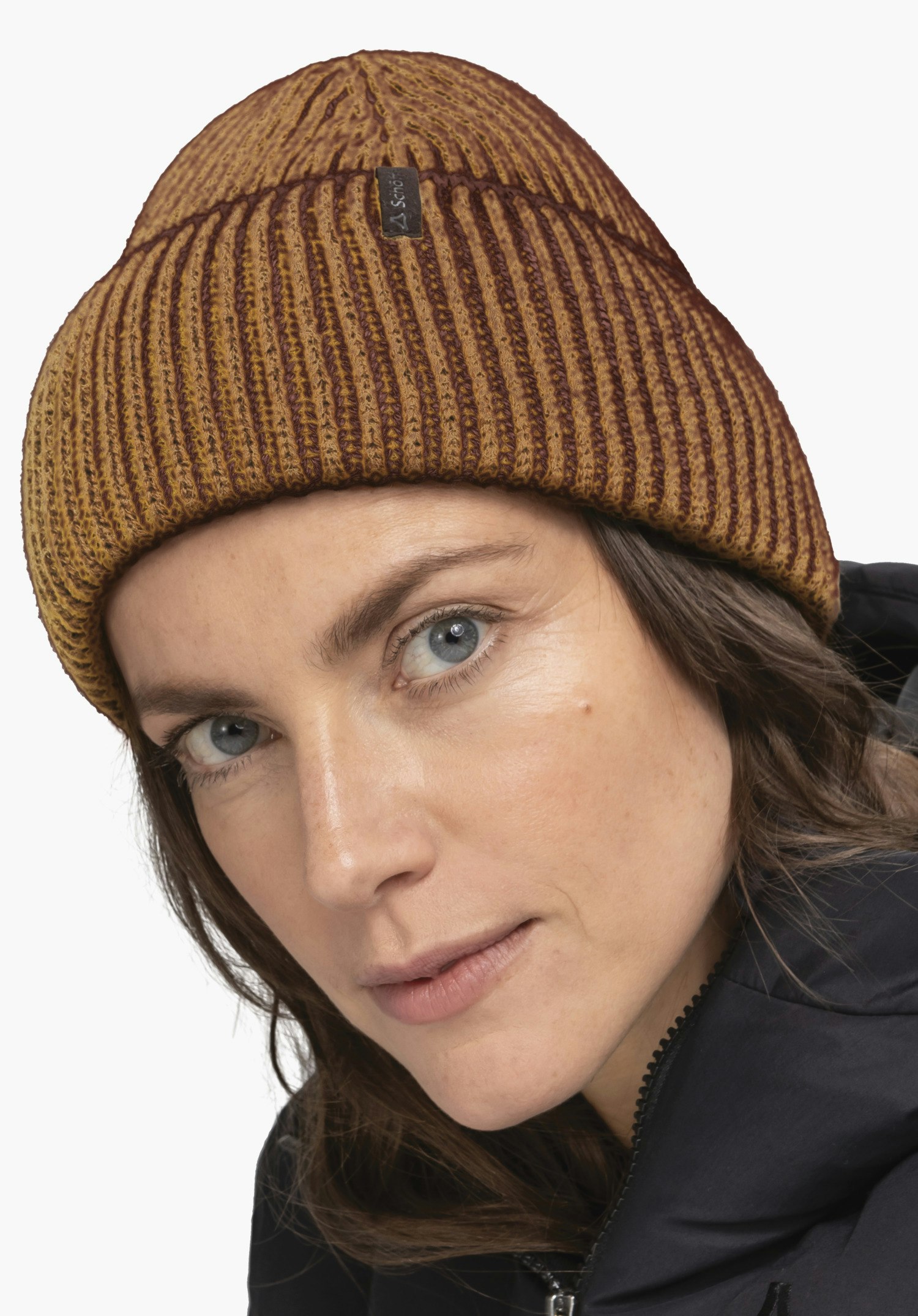 Rib knit hat in 2 tone look