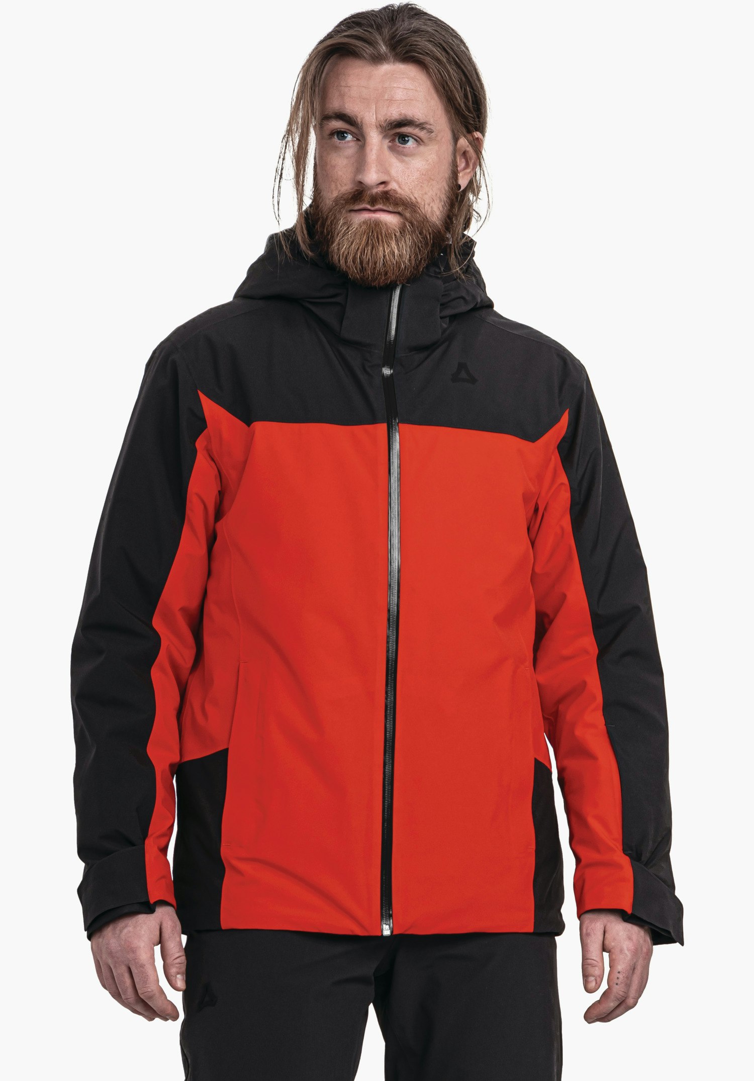 Sporty color block ski jacket