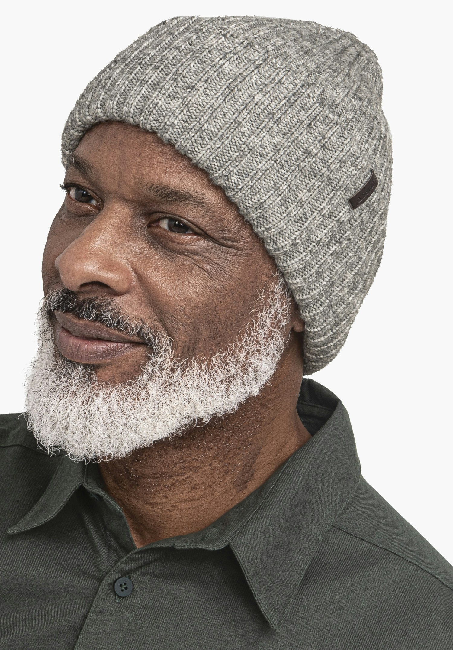 Fine rib knit hat in a melange look