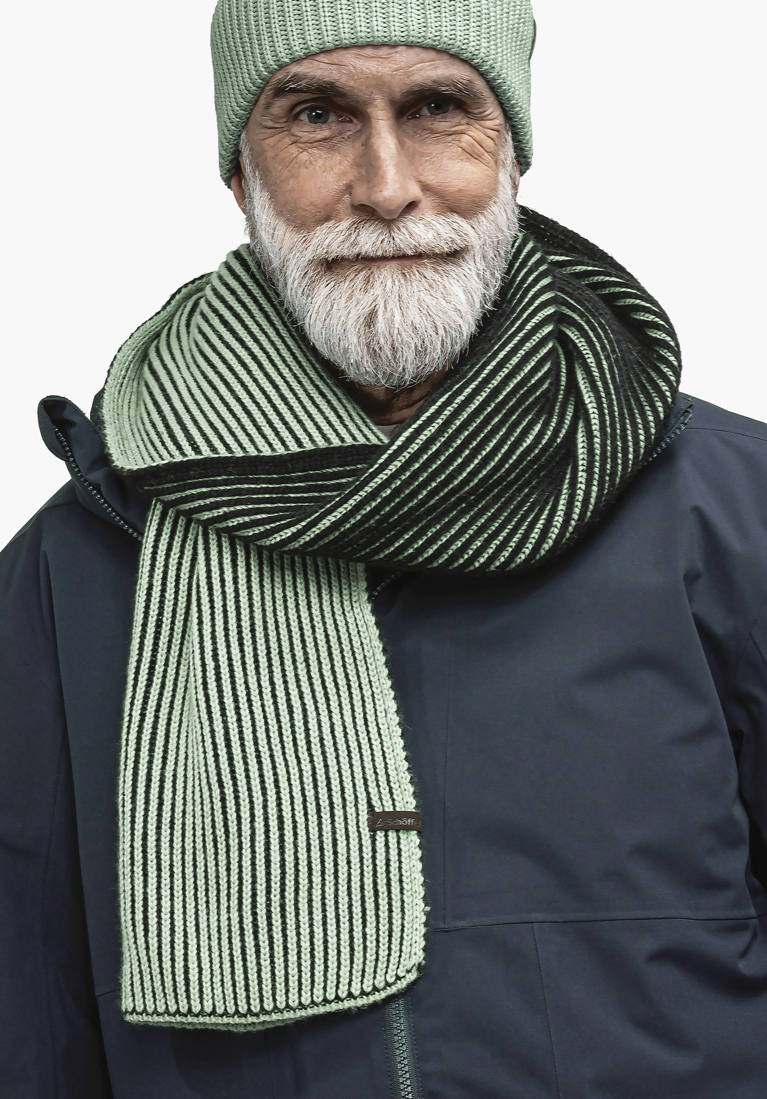 Rib knit scarf in 2 tone look