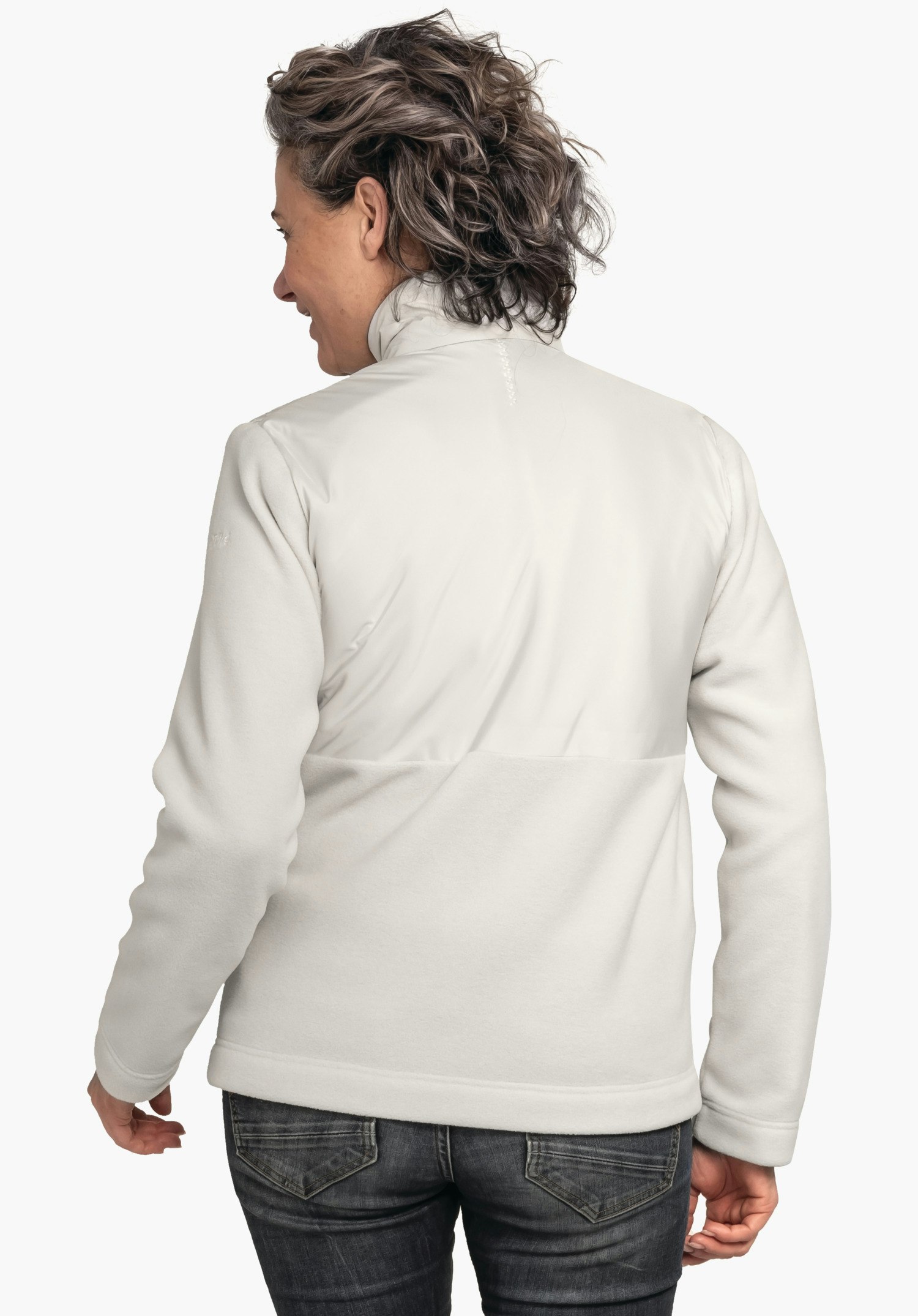 Fleece jacket with material mix & decorative quilting