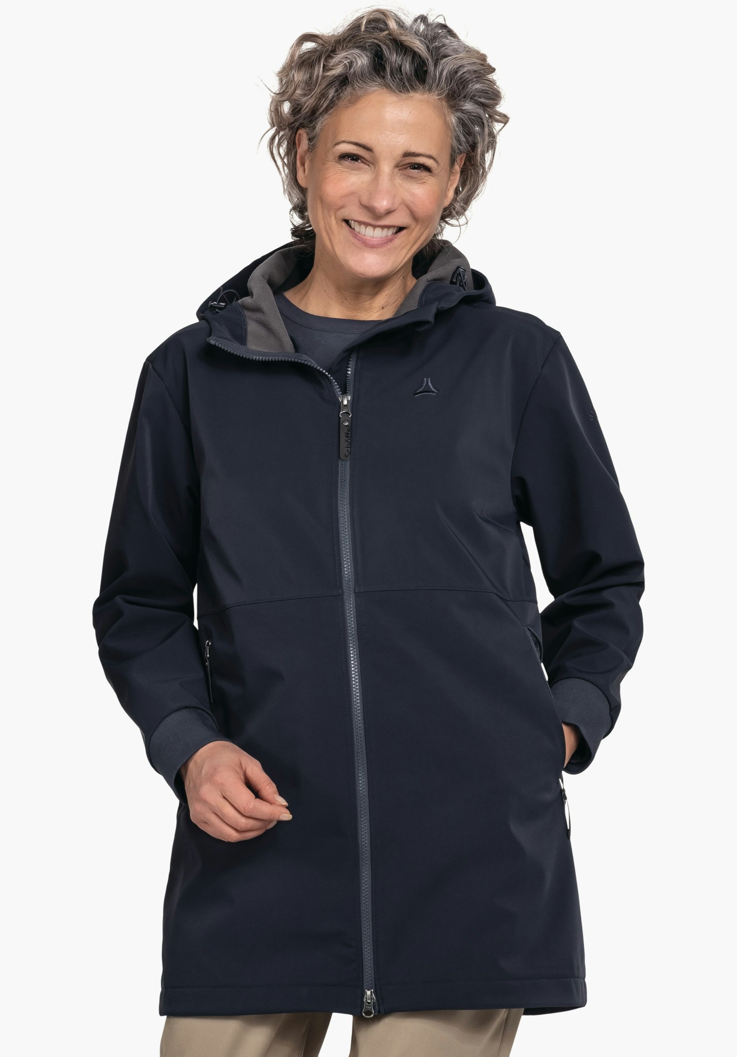 Softshell short coat with fleece lining