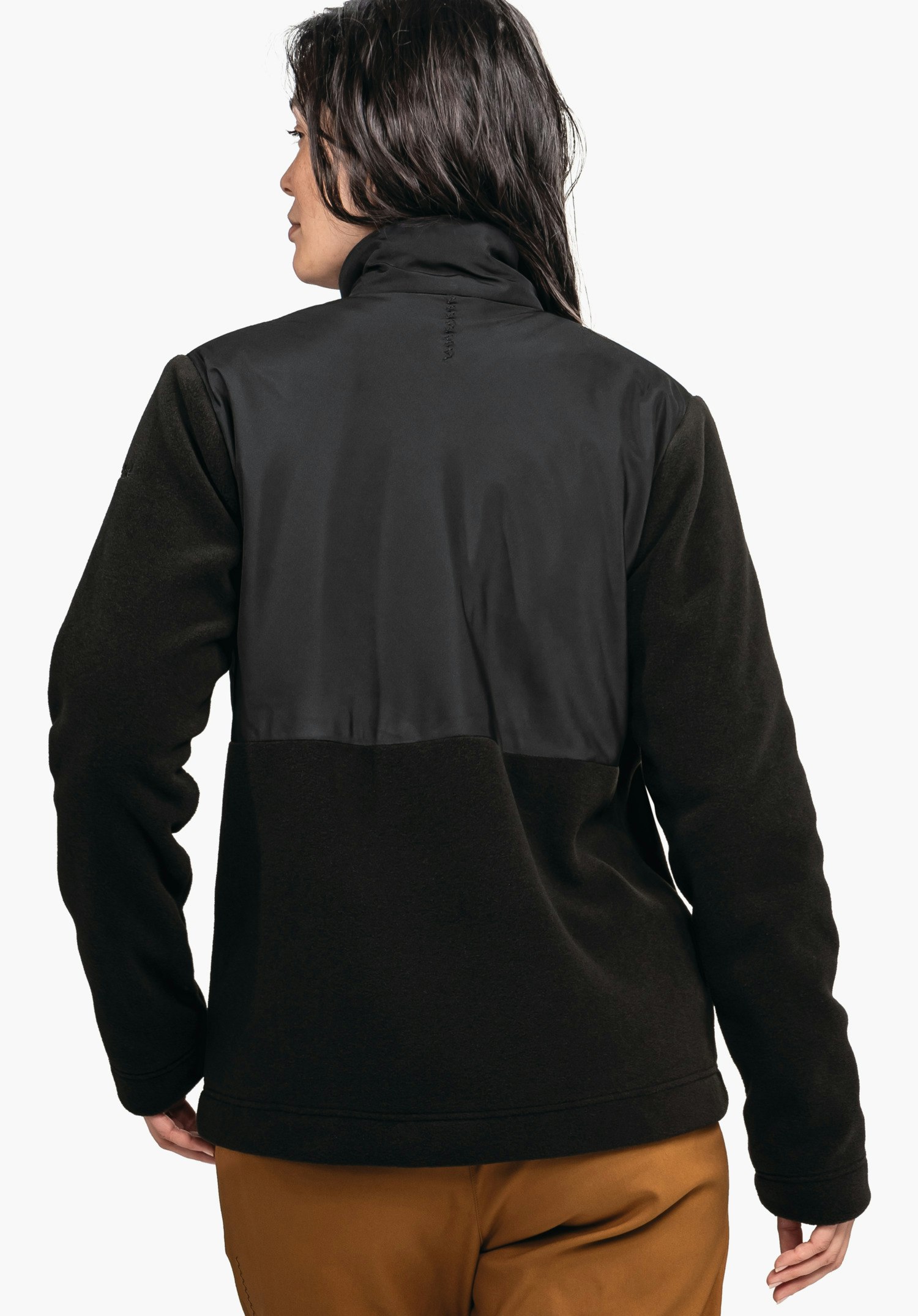 Fleece jacket with material mix & decorative quilting