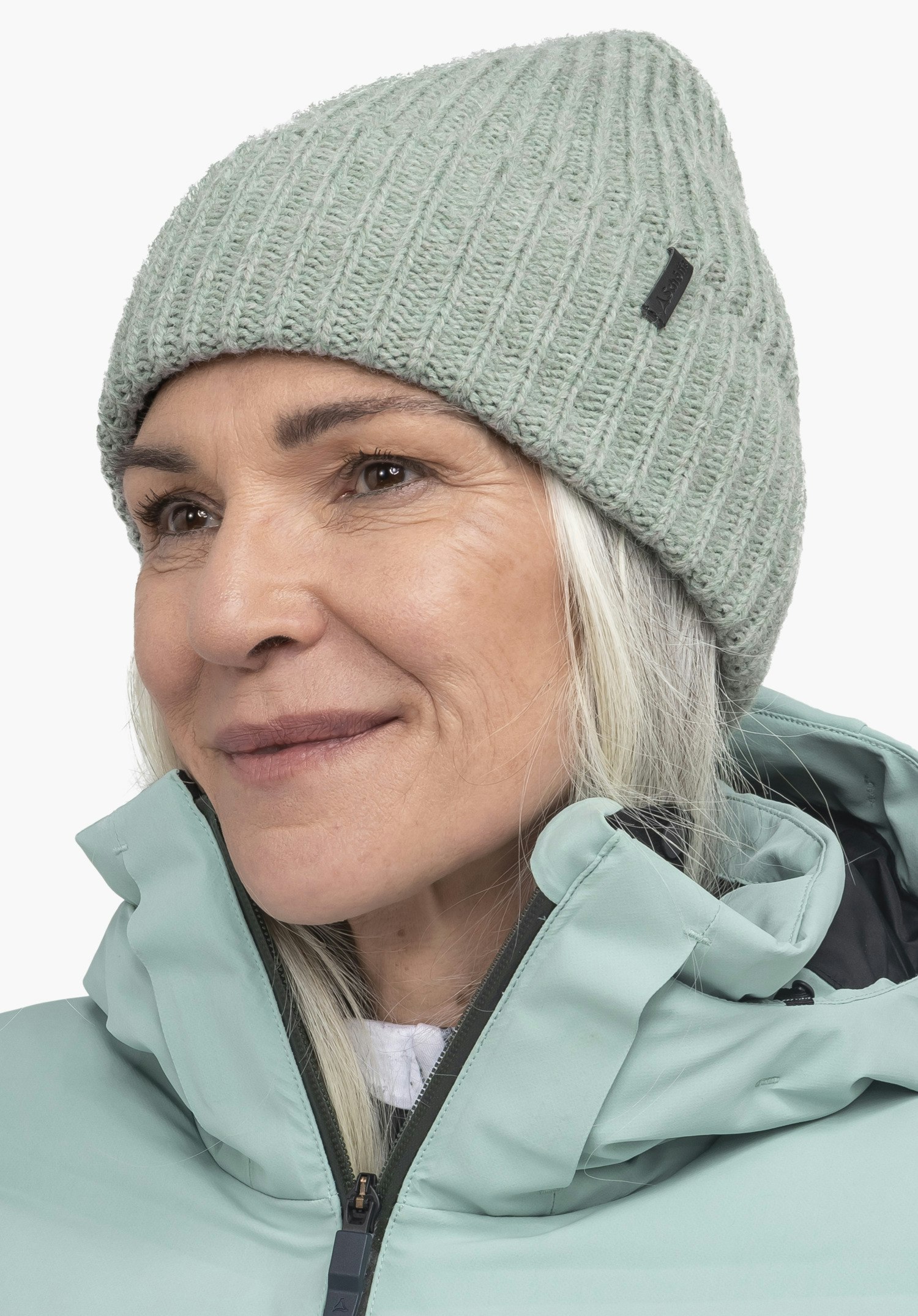 Rib-knit hat with soft fleece lining