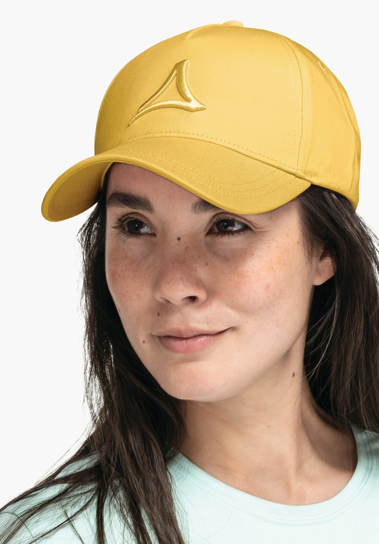 Baseball cap with curved peak