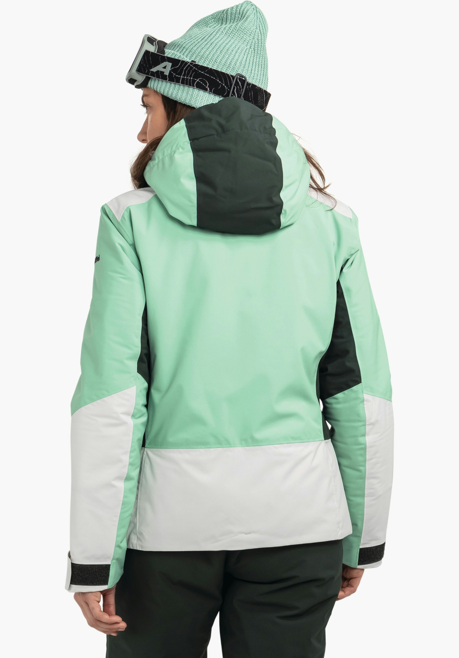 Sporty color block ski jacket