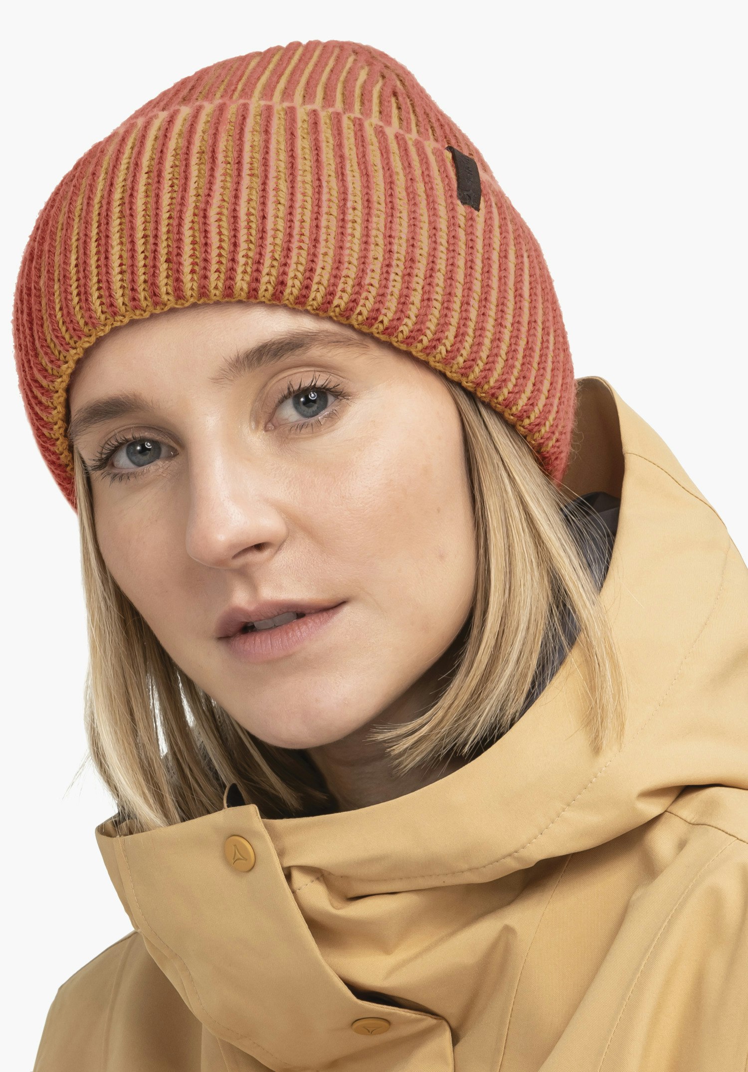 Rib knit hat in 2 tone look