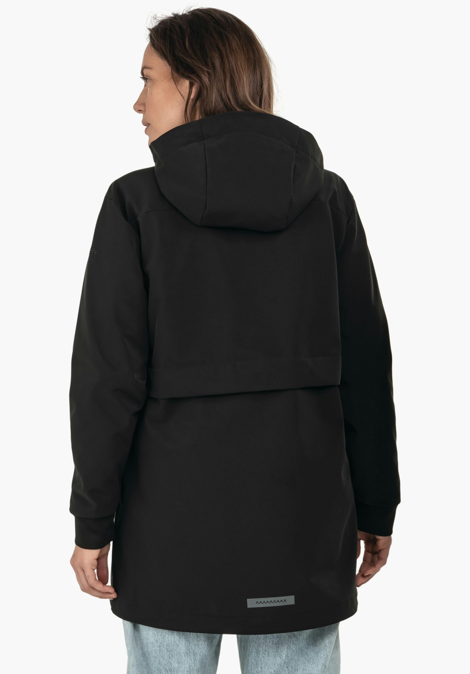 Softshell short coat with fleece lining