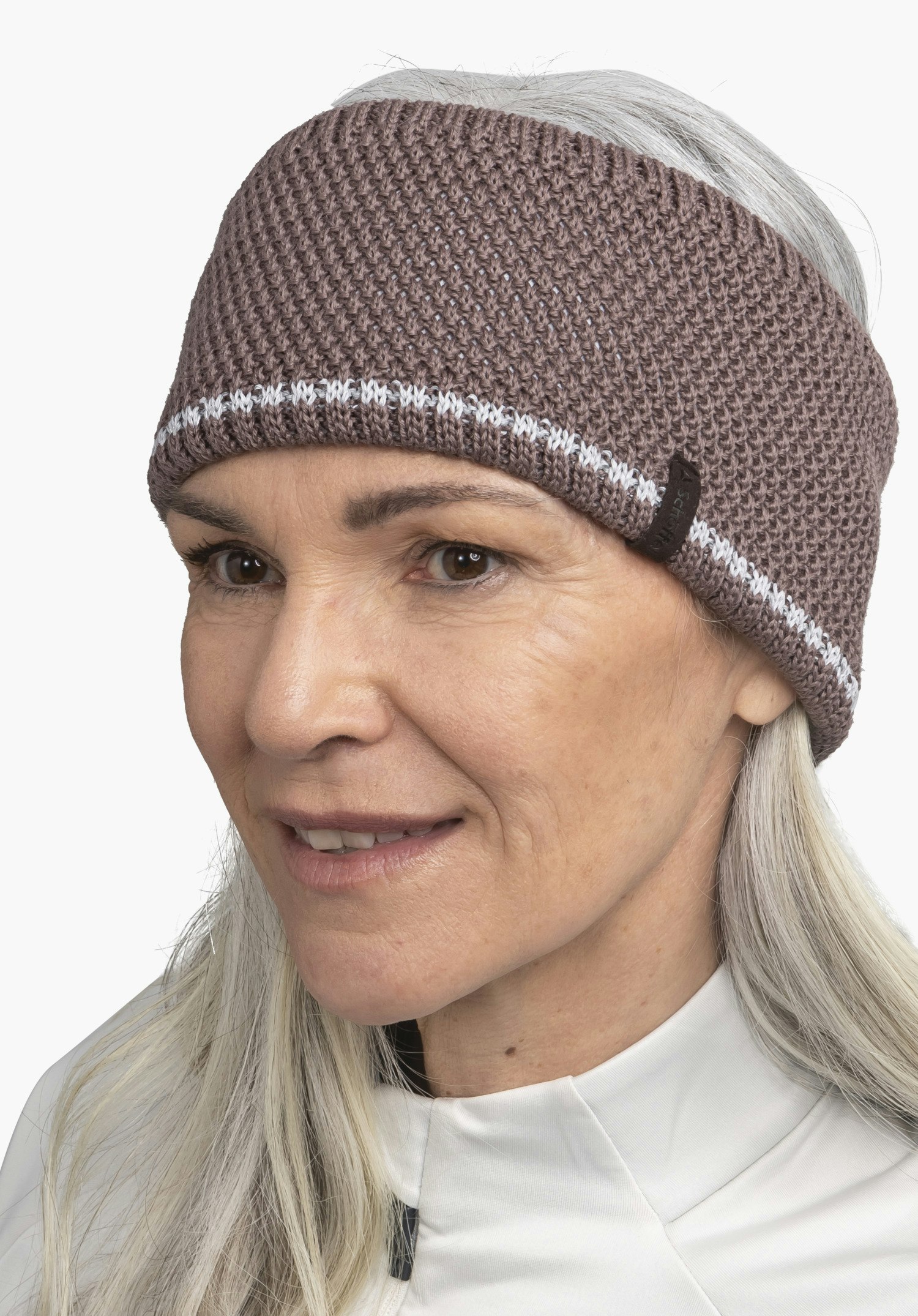 Warming knitted headband for hikes