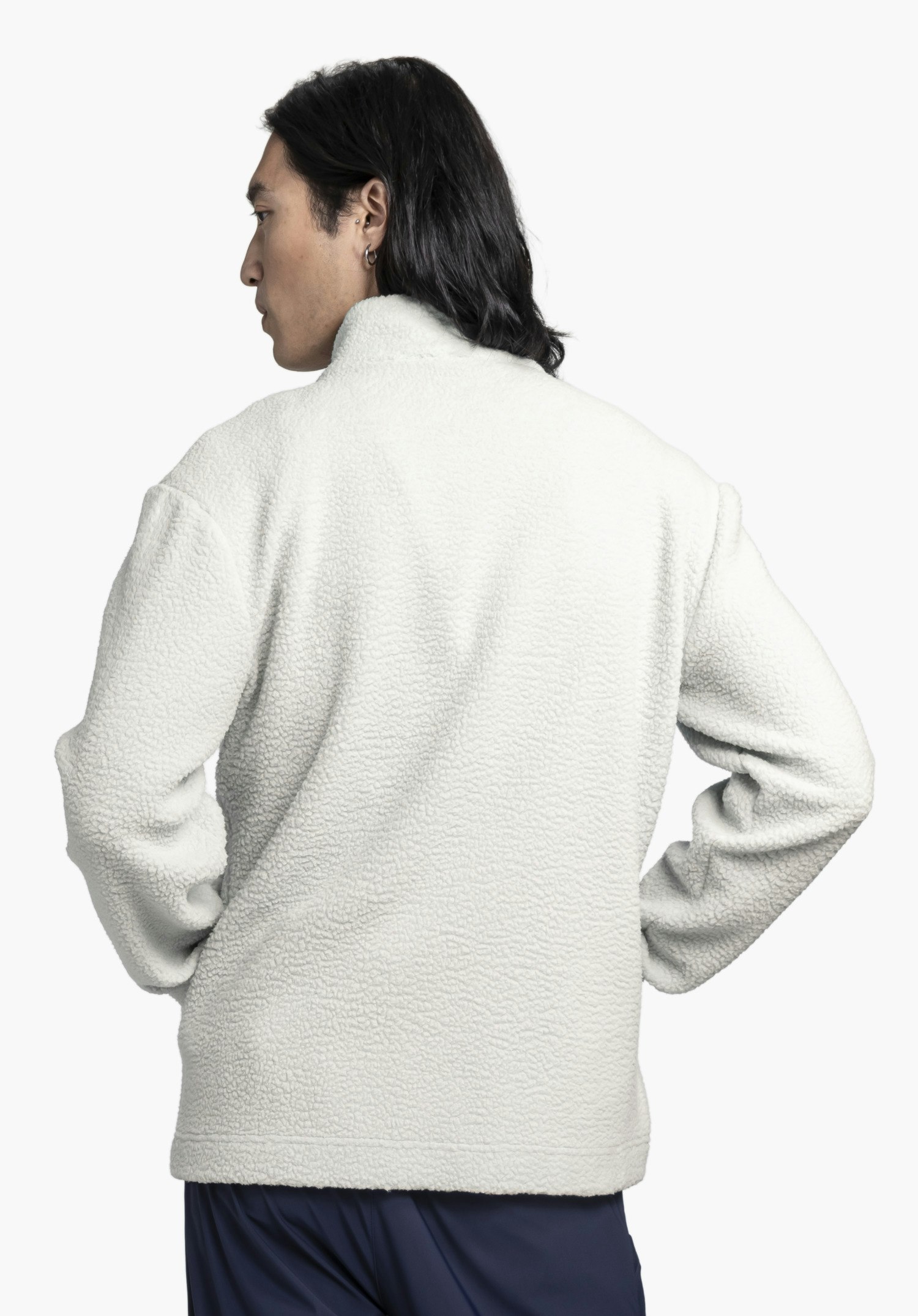 Warm Sherpa fleece jacket with stand-up collar