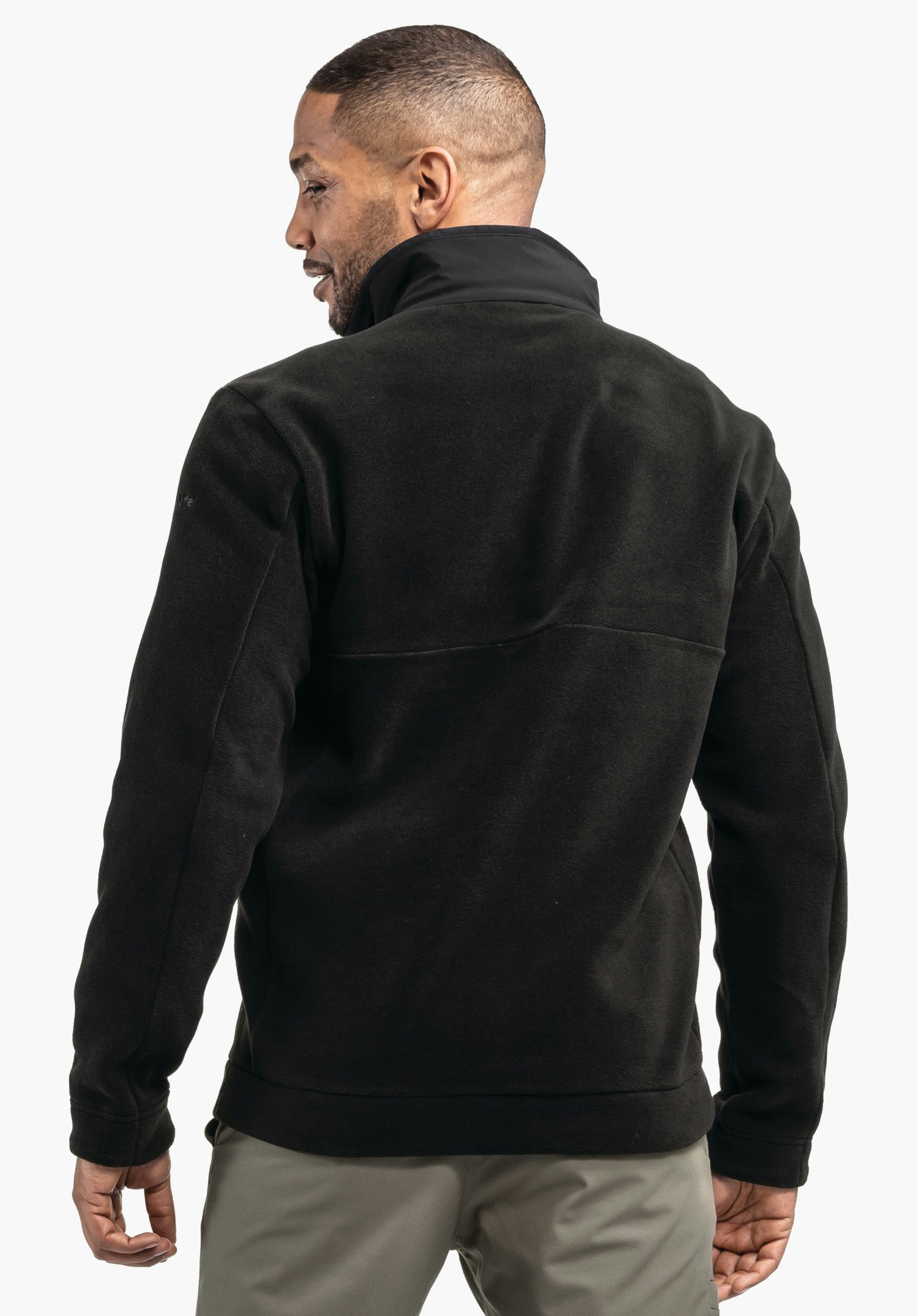 Fleece jacket with material mix & decorative quilting