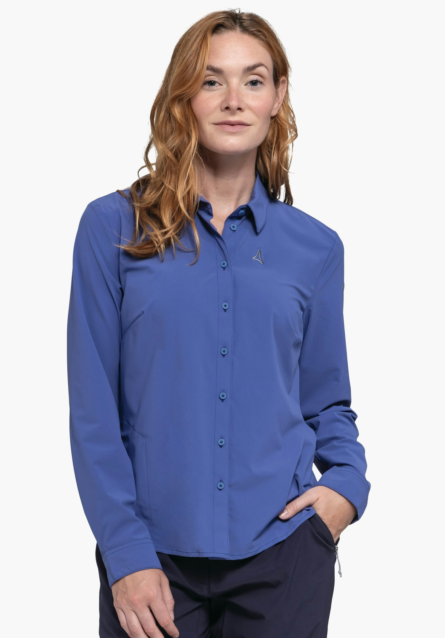 Long-sleeved blouse made from recycled material