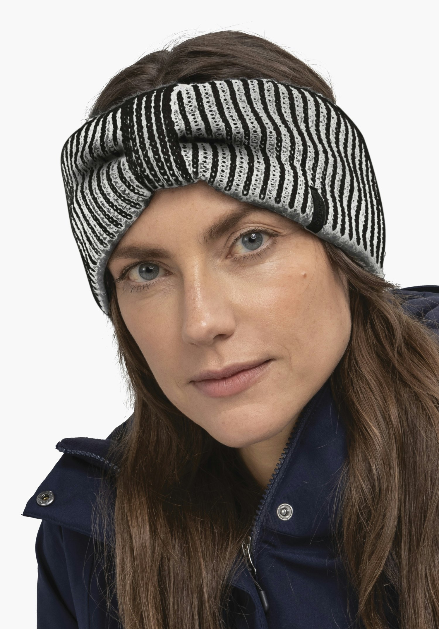 Rib-knit headband in 2-tone look