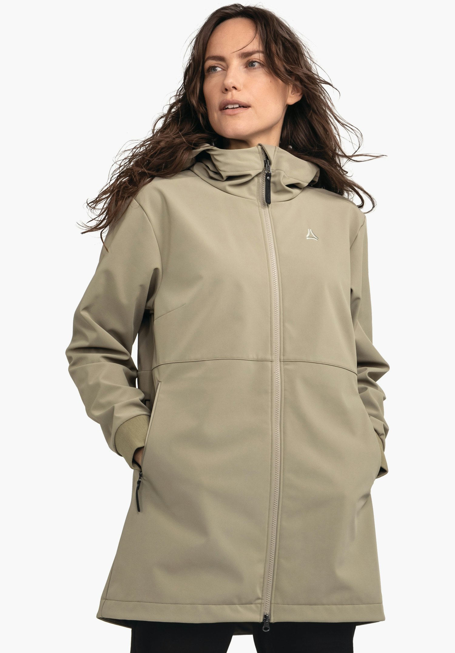 Softshell short coat with fleece lining