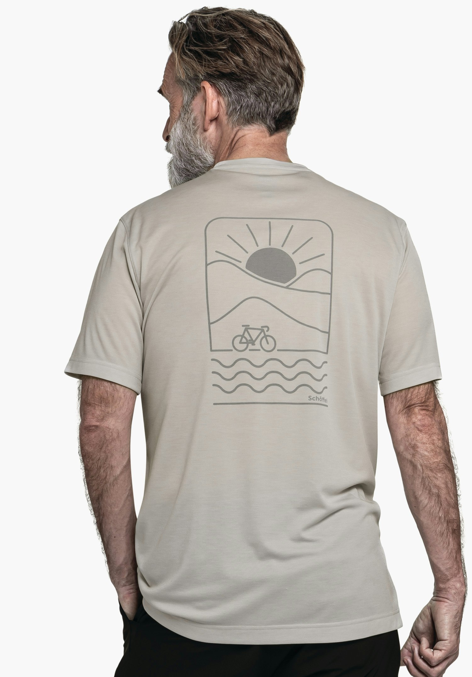 T-shirt with outdoor print motif on the back