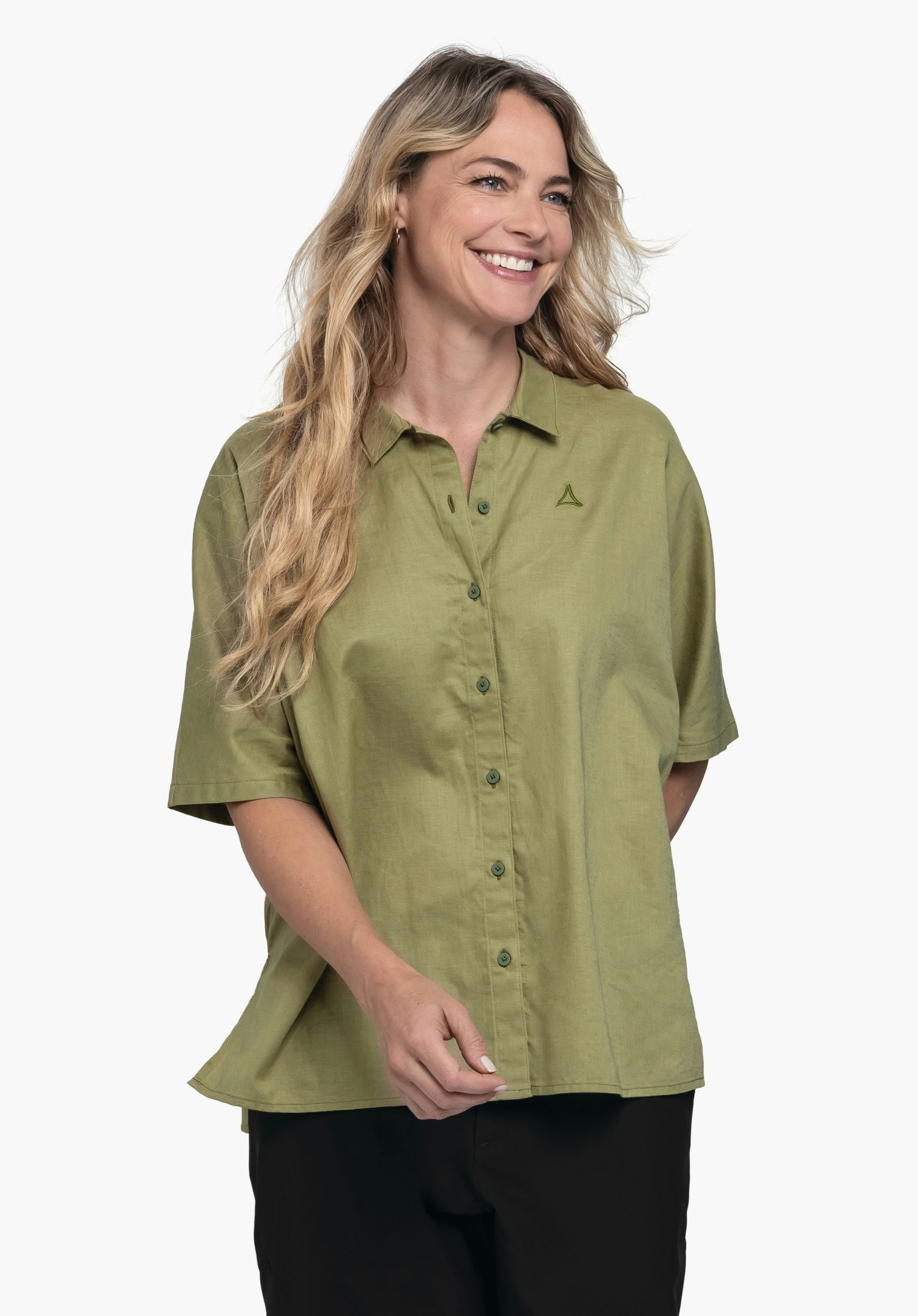 Summery oversized short-sleeved blouse