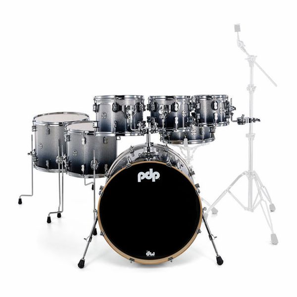 DW PDP CM7 Rock Silver to Black