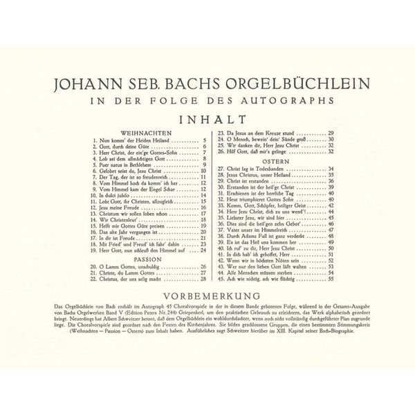Edition Peters Bach Orgelbüchlein