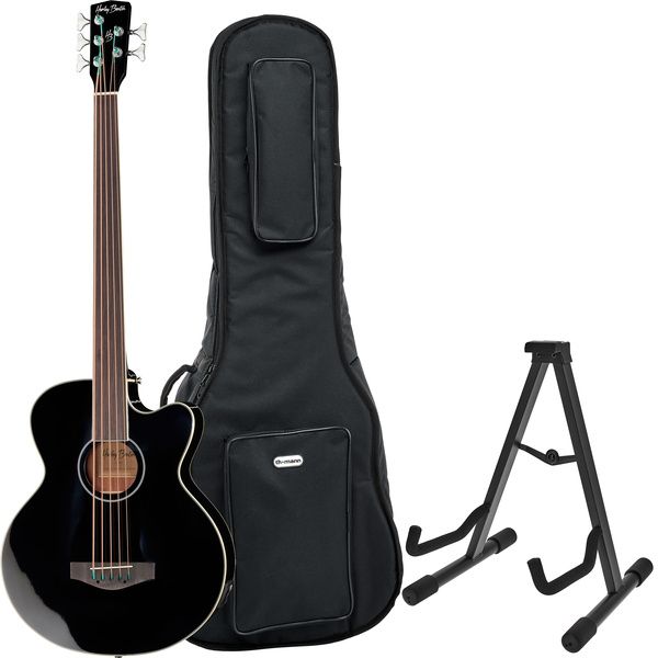 Harley Benton B-35BK-FL Acoustic Bass Bundle