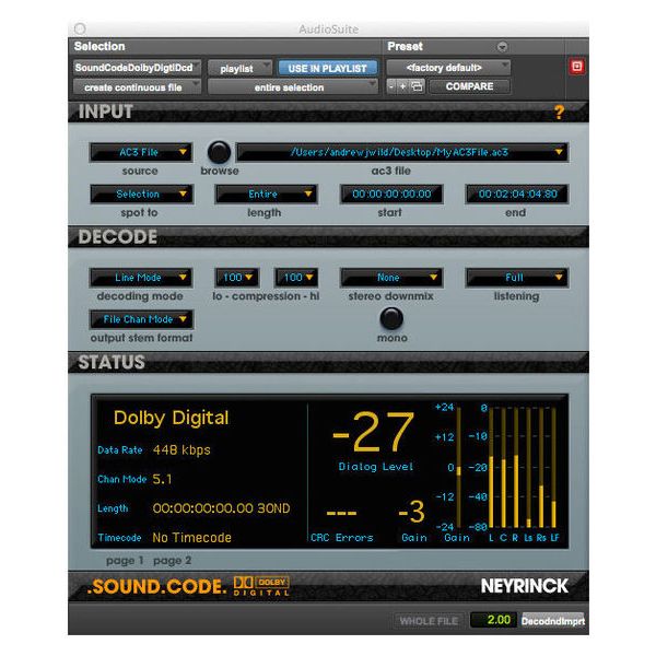 Neyrinck SoundCode For Dolby Digital 2