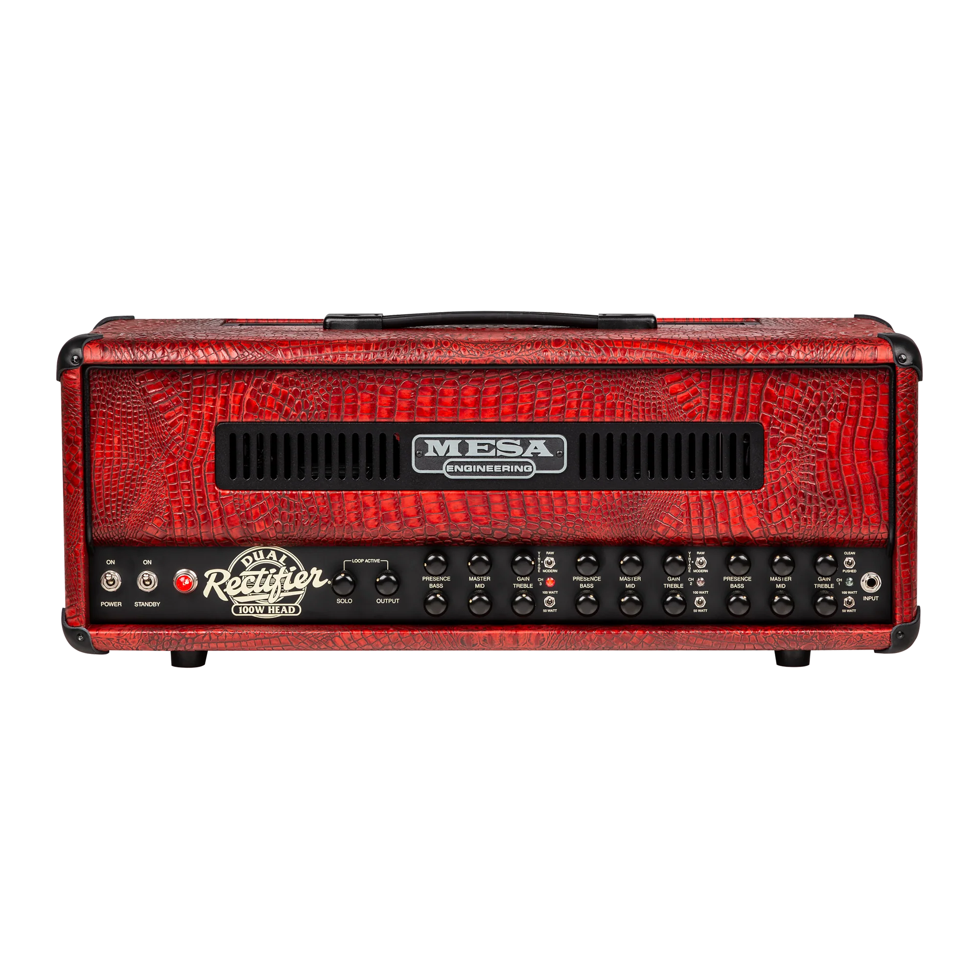 Mesa/Boogie Custom Configured Dual Rectifier Head, Antique Red King Crocodile, Antique Red King Crocodile