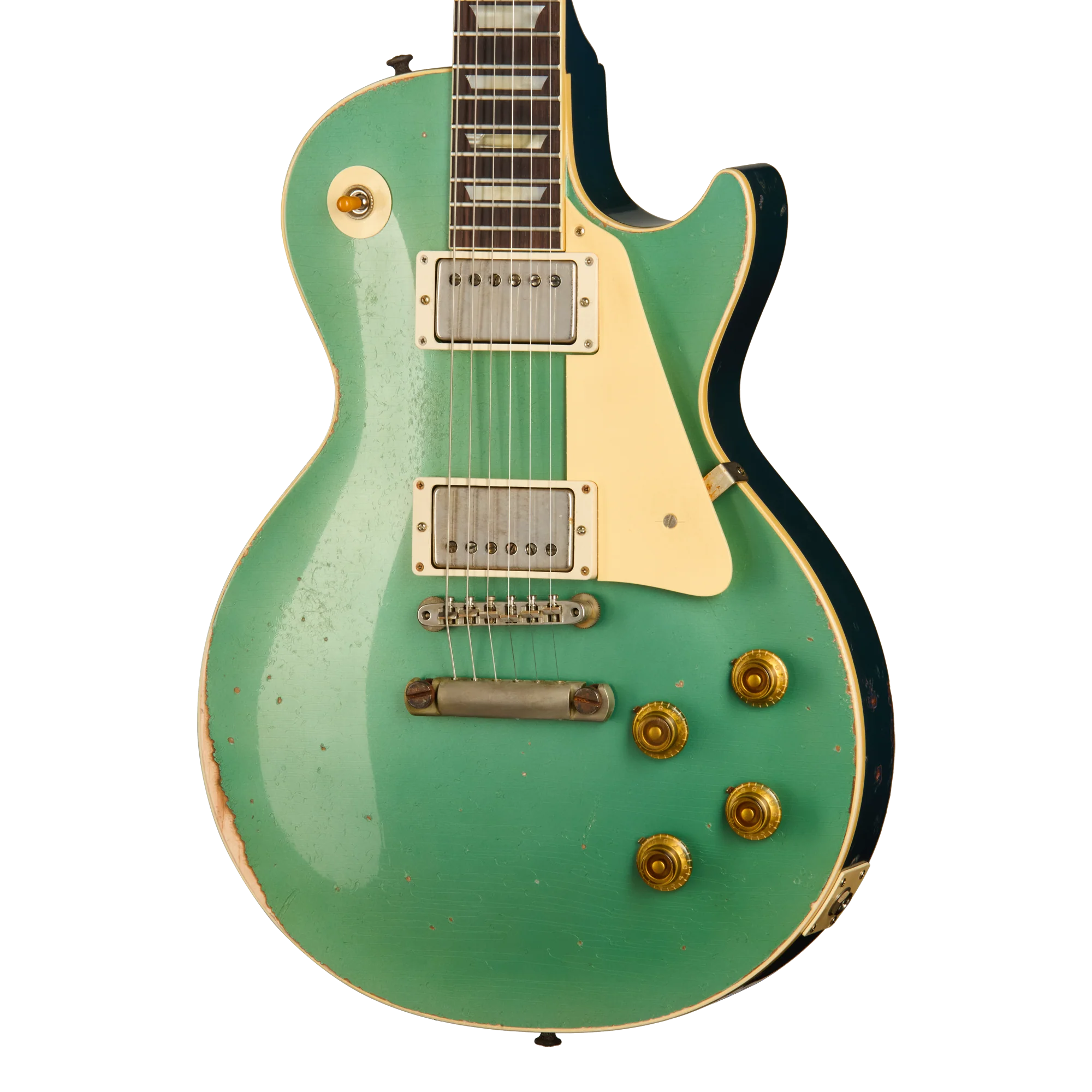 Gibson Custom 1957 Les Paul Standard Reissue, Ultra Heavy Aged, Inverness Green and Pelham Blue Over Goldtop