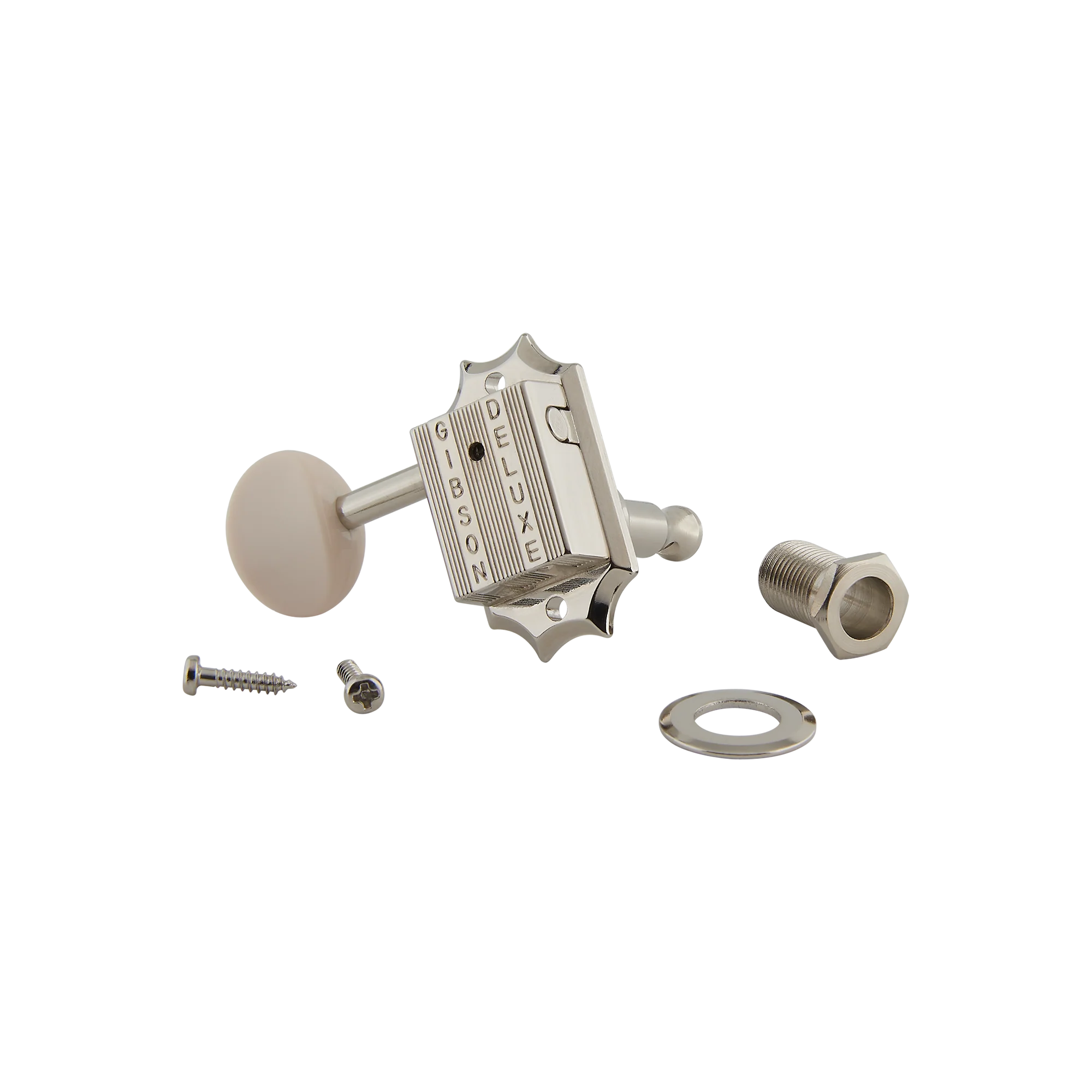 Gibson Deluxe White Button Tuner Set, Vintage Nickel