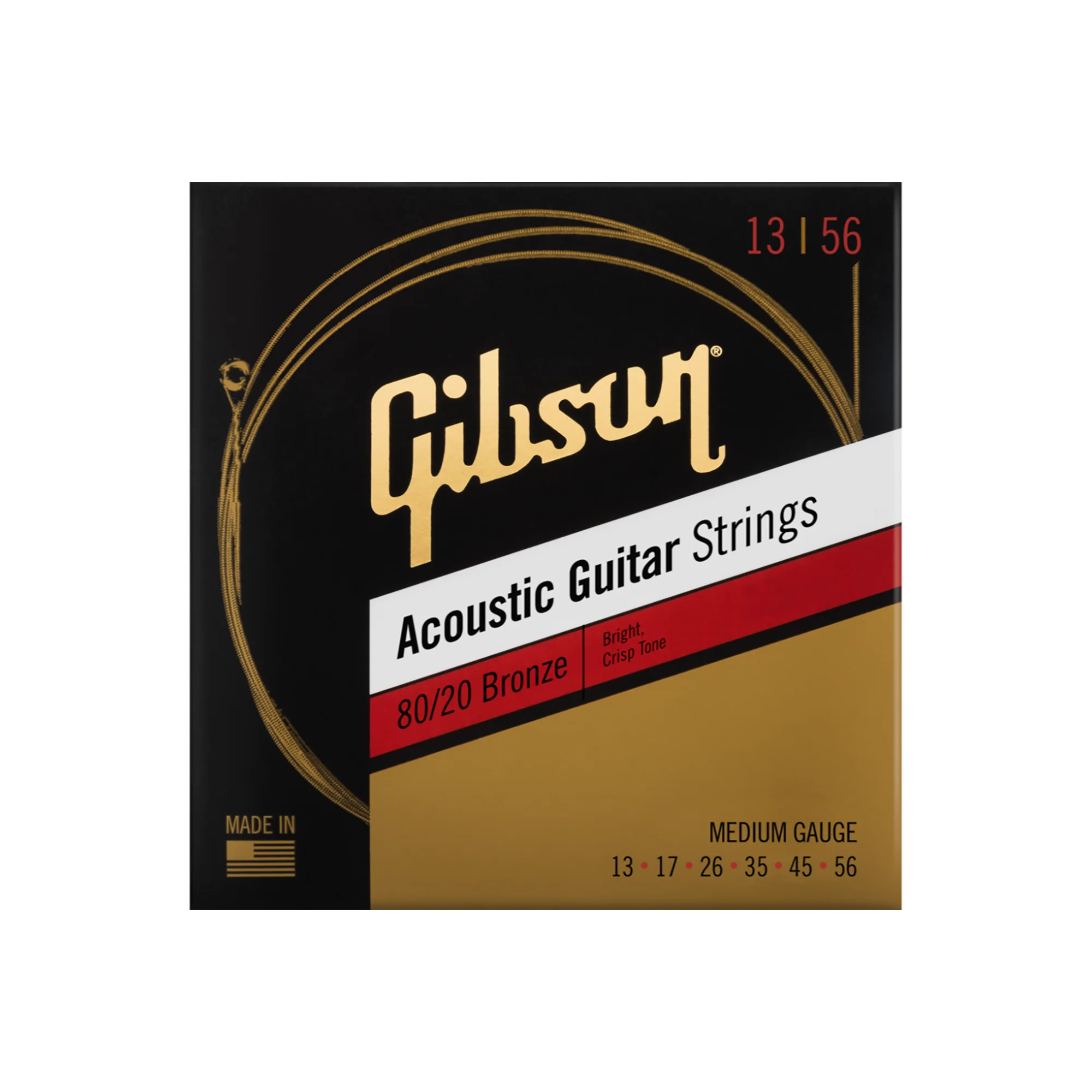 Gibson 80/20 Bronze Acoustic Guitar Strings, Medium Gauge