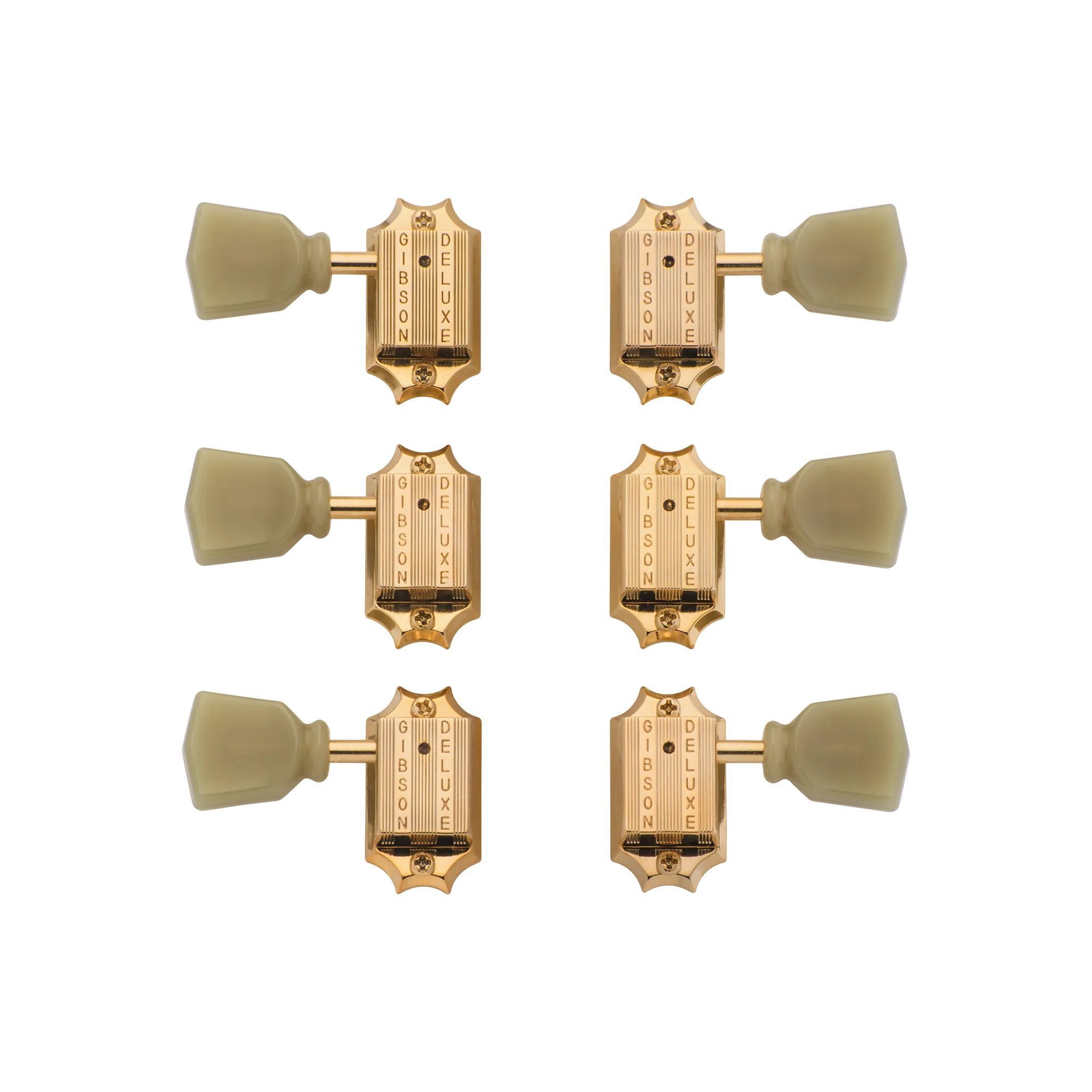 Gibson Deluxe Green Key Tuner Set, Vintage Gold
