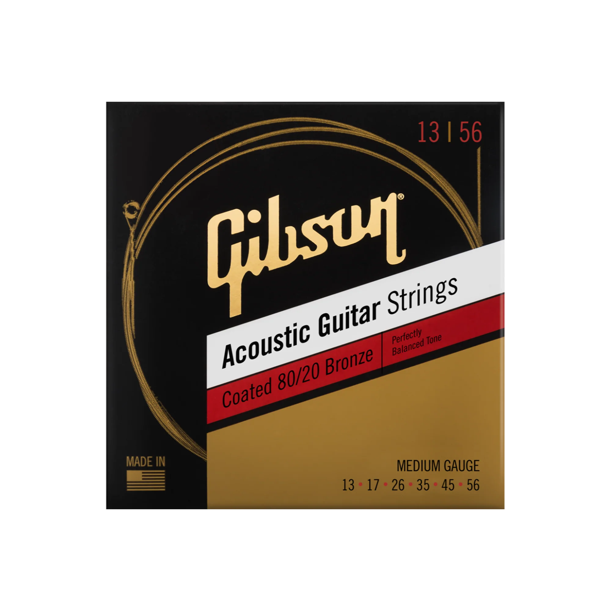 Gibson Coated 80/20 Bronze Acoustic Guitar Strings, Medium Gauge