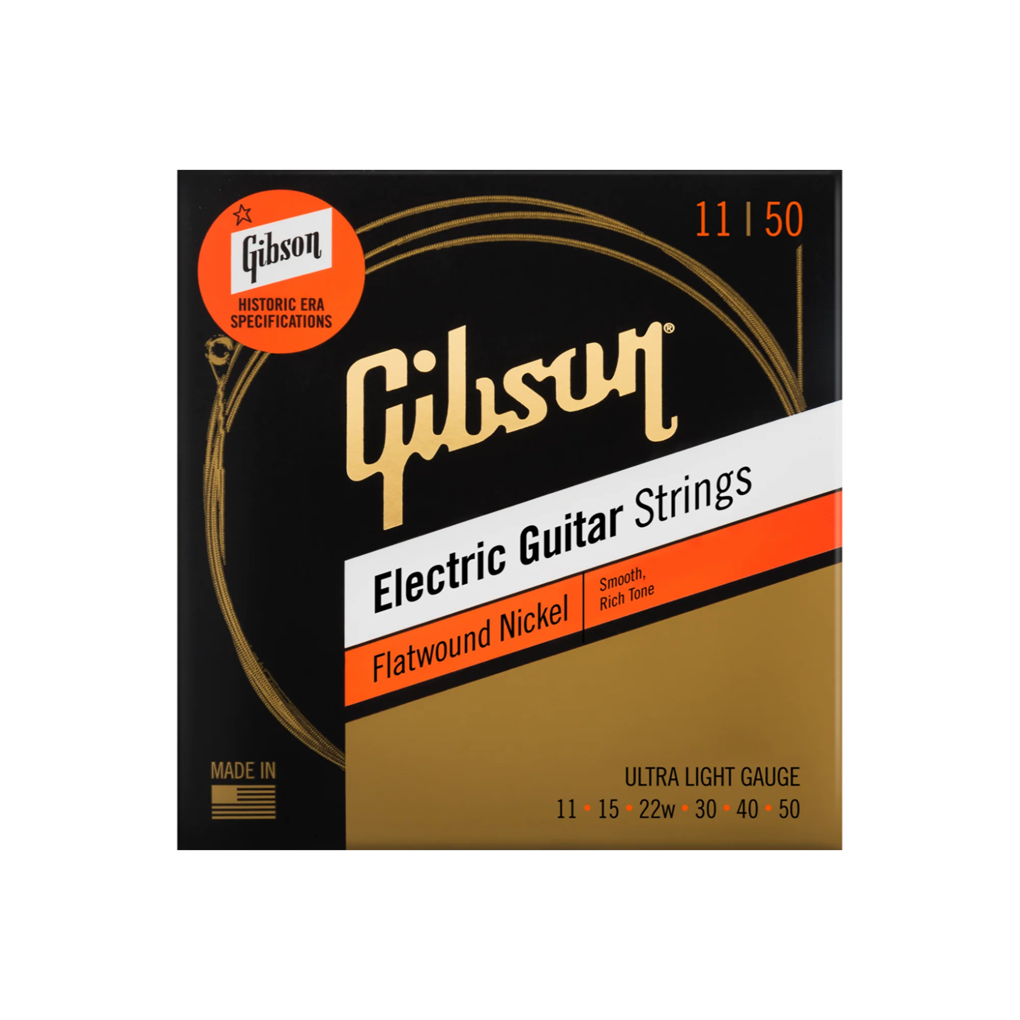 Gibson Flatwound Electric Guitar Strings, Ultra-Light Gauge