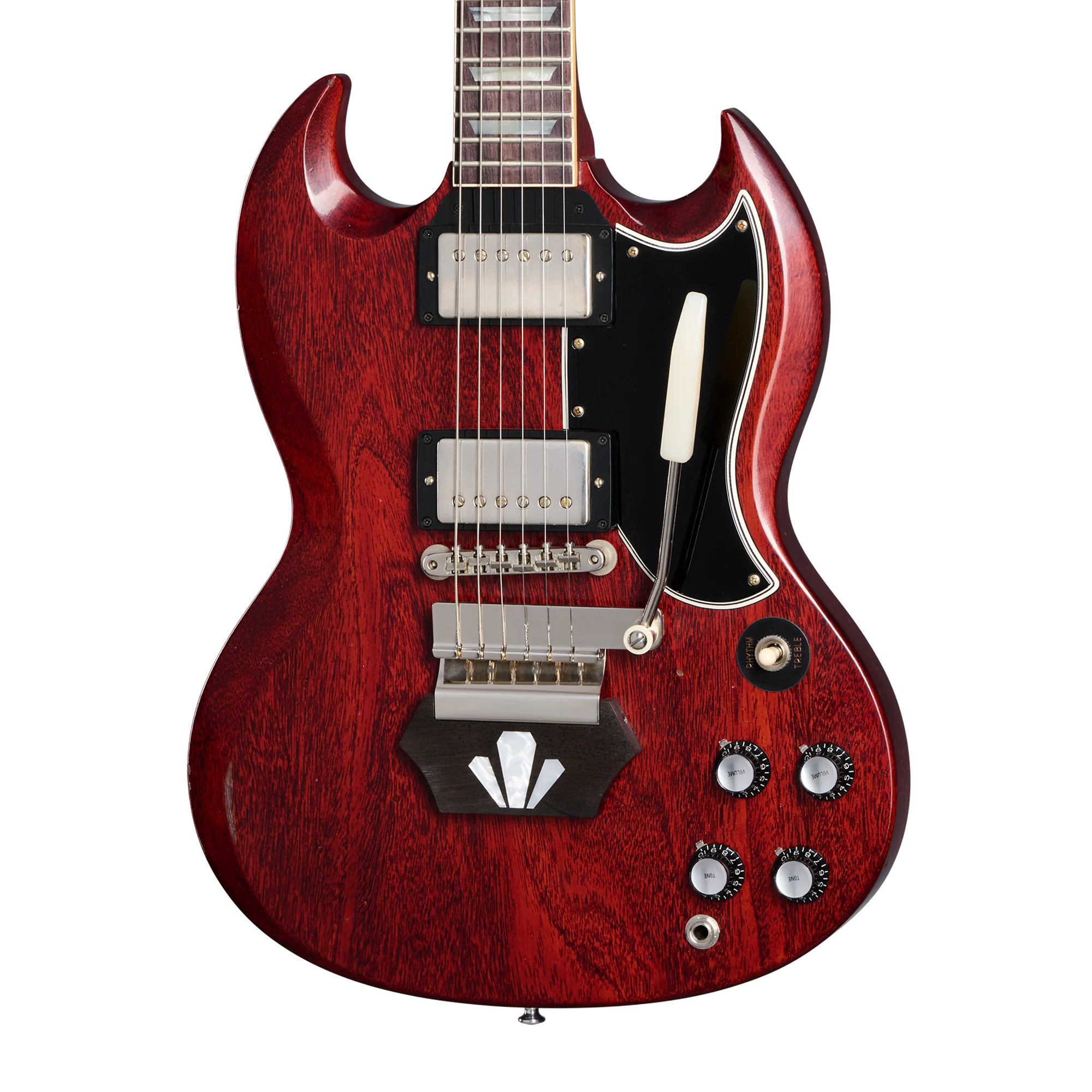 Gibson Custom 1962 Les Paul SG Standard with Ebony Block, Light Aged, Cherry, Exclusive