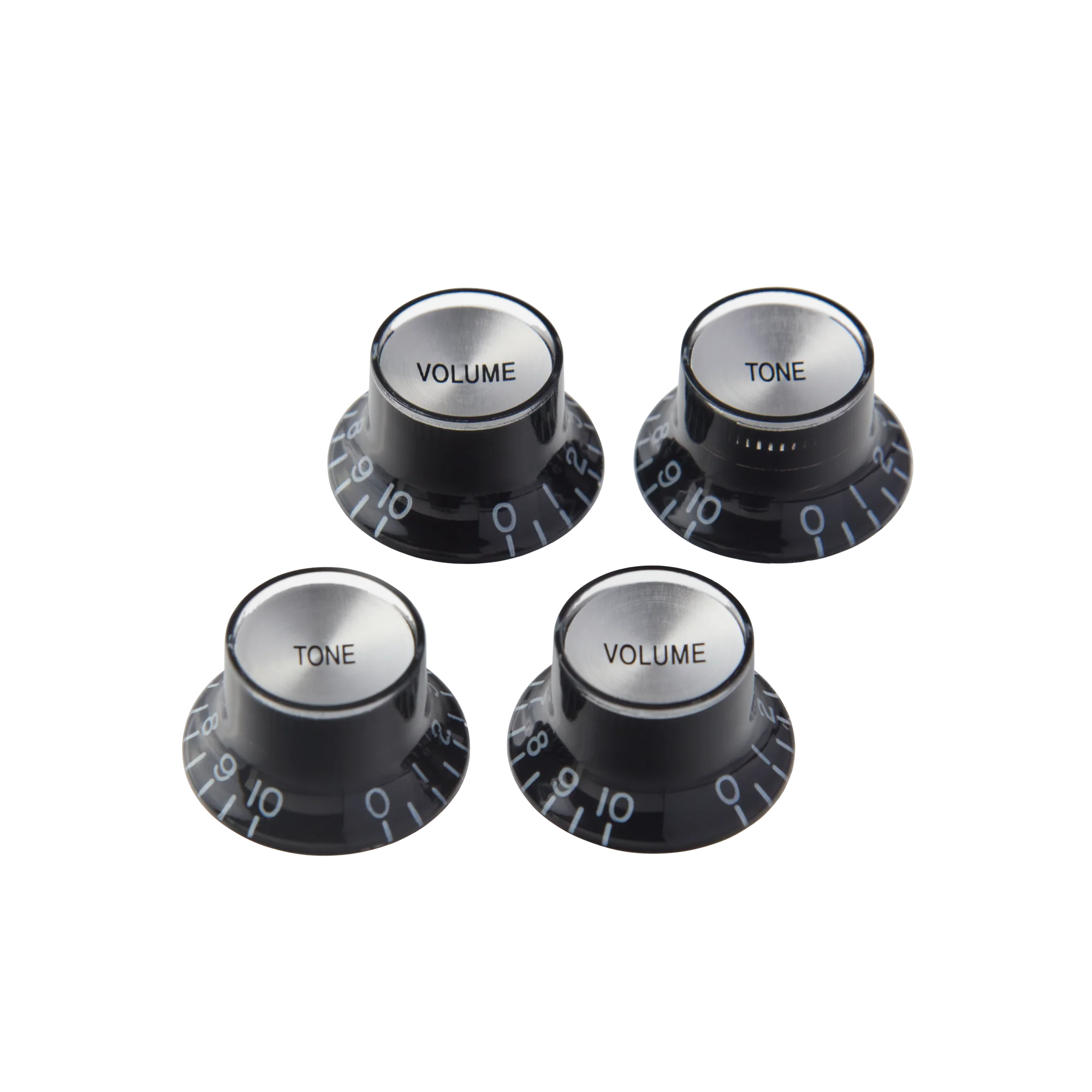 Gibson Top Hat Knobs, Black with Silver Inserts, 4 pack