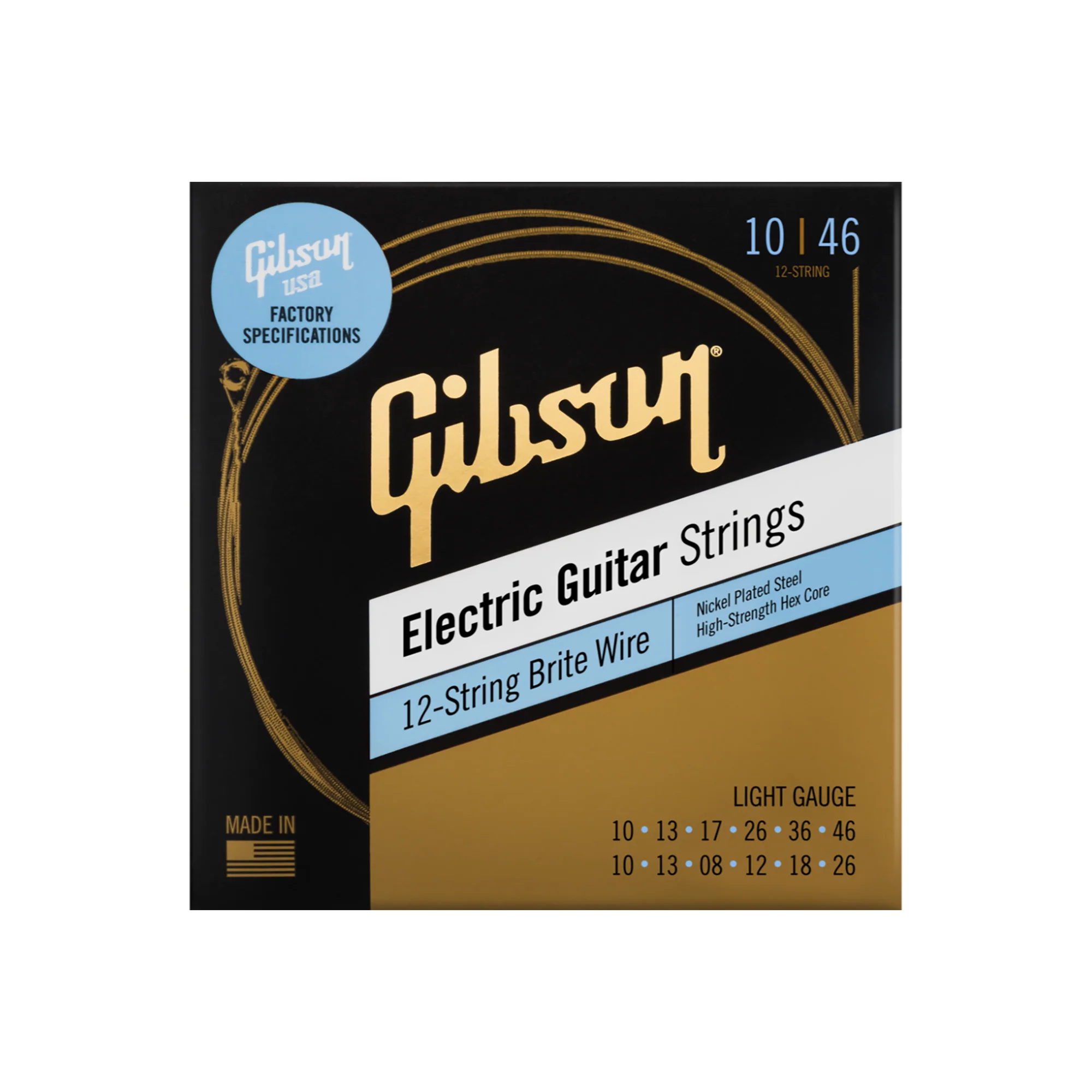 Gibson Brite Wire Electric Guitar Strings, 12-String