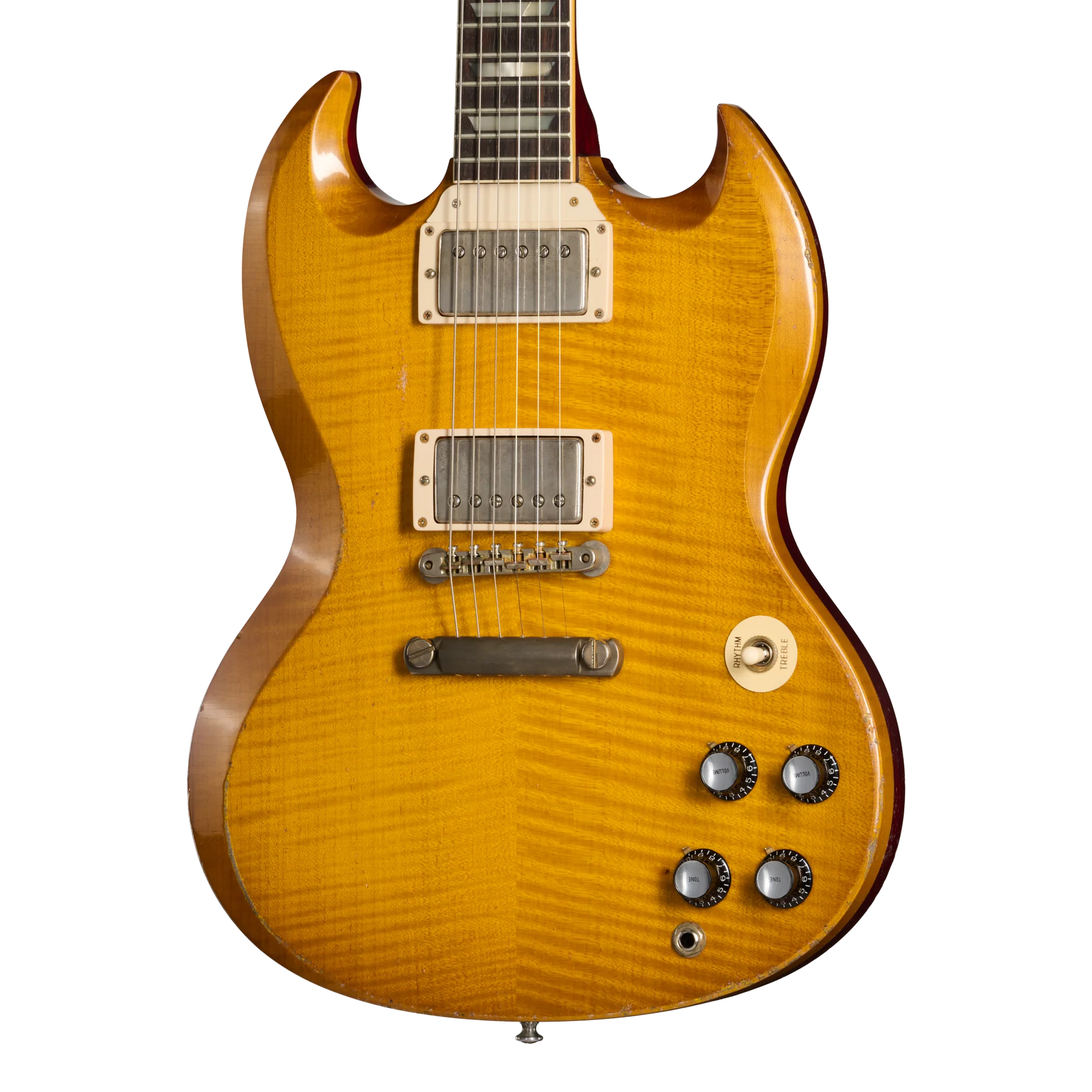 Gibson Custom 1961 Les Paul SG Standard Reissue with Figured Top, Light Aged, Lemon Burst