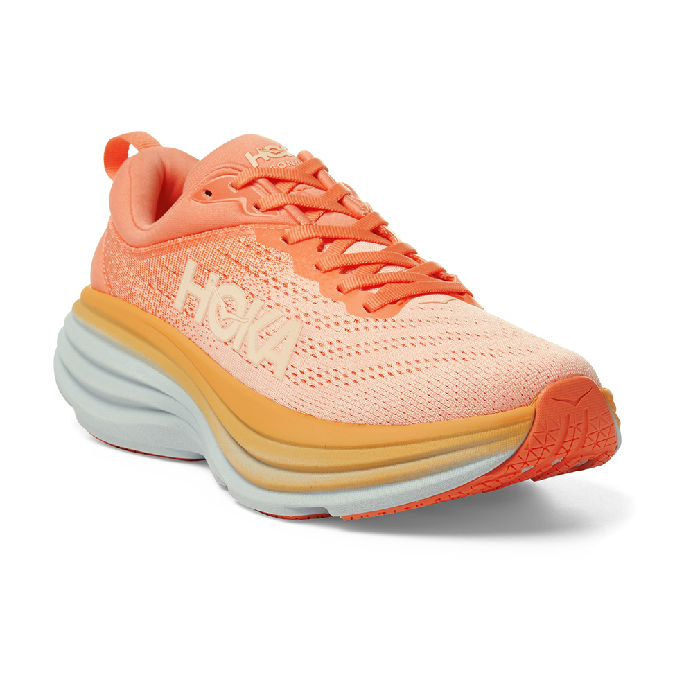 Women's/Men's Hoka Bondi 8 Road-Running Shoes Shell Coral/Peach Parfait