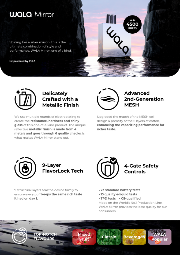 Newest RELX WALA Mirror 4500 Puffs